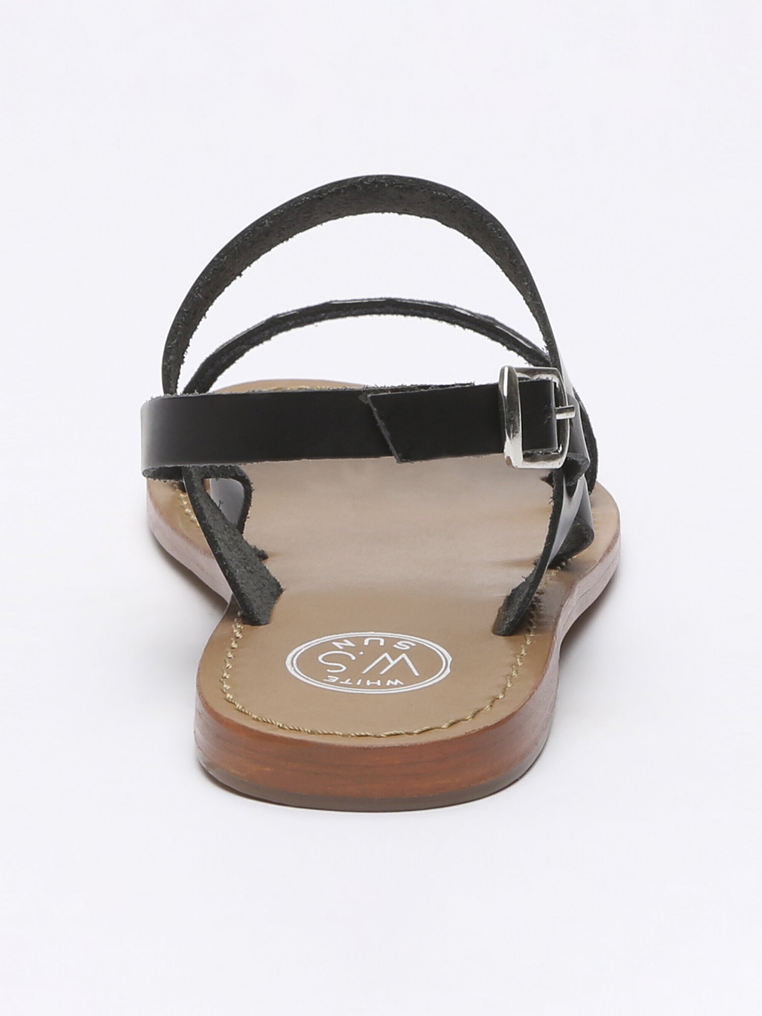 BURSA sandales bi-color en cuir noir et alligator