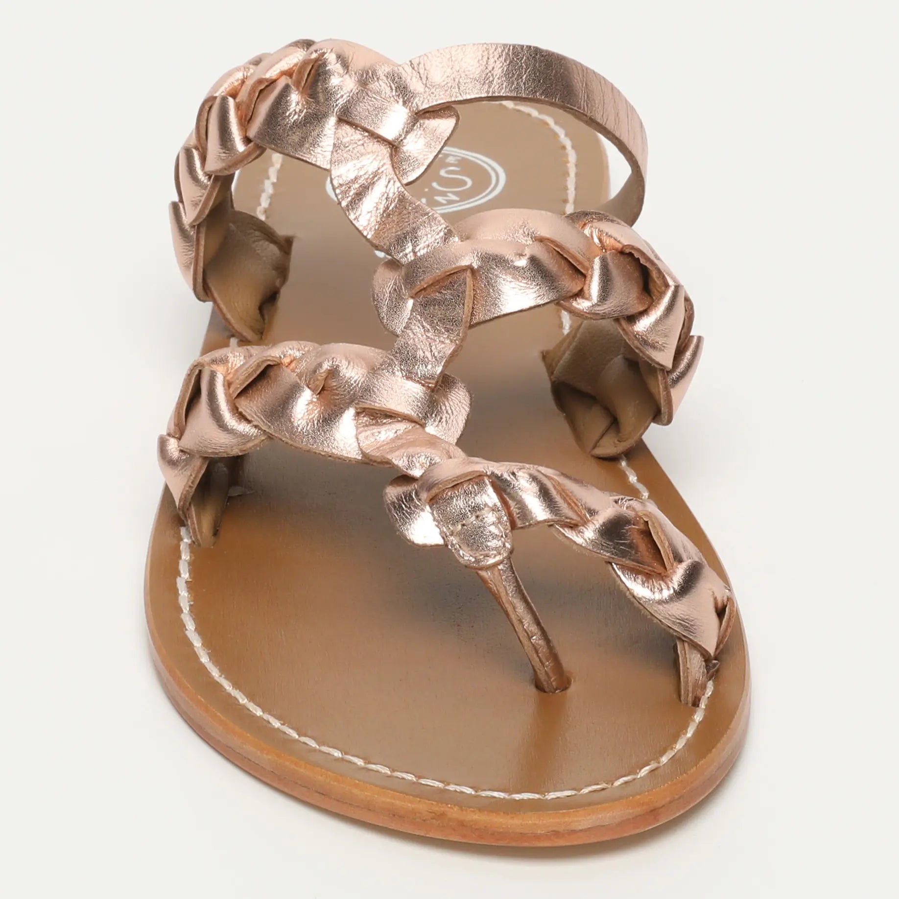 SOMBRA mules tressée en cuir or rose