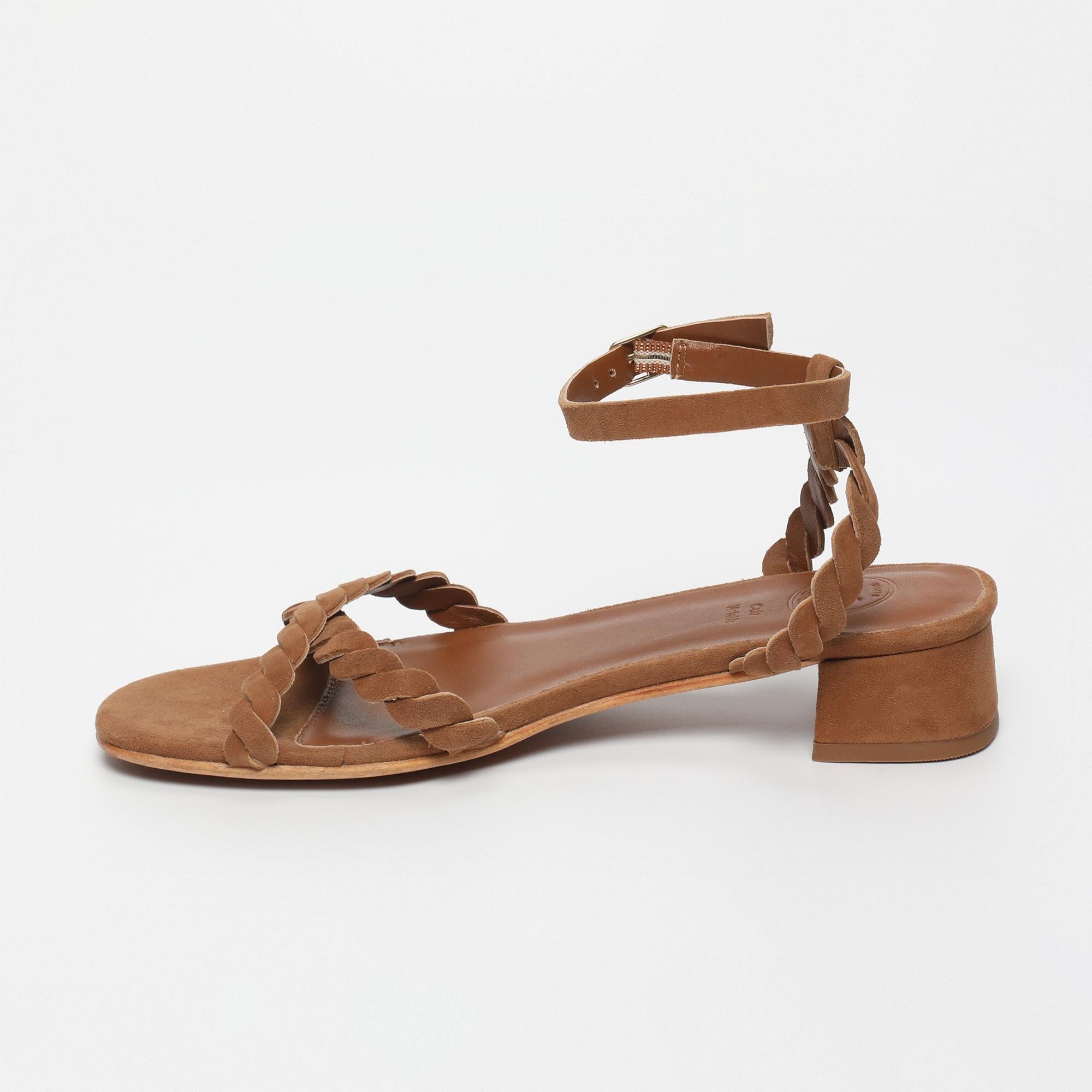ACHI sandales talon bracelet de cheville en cuir brun