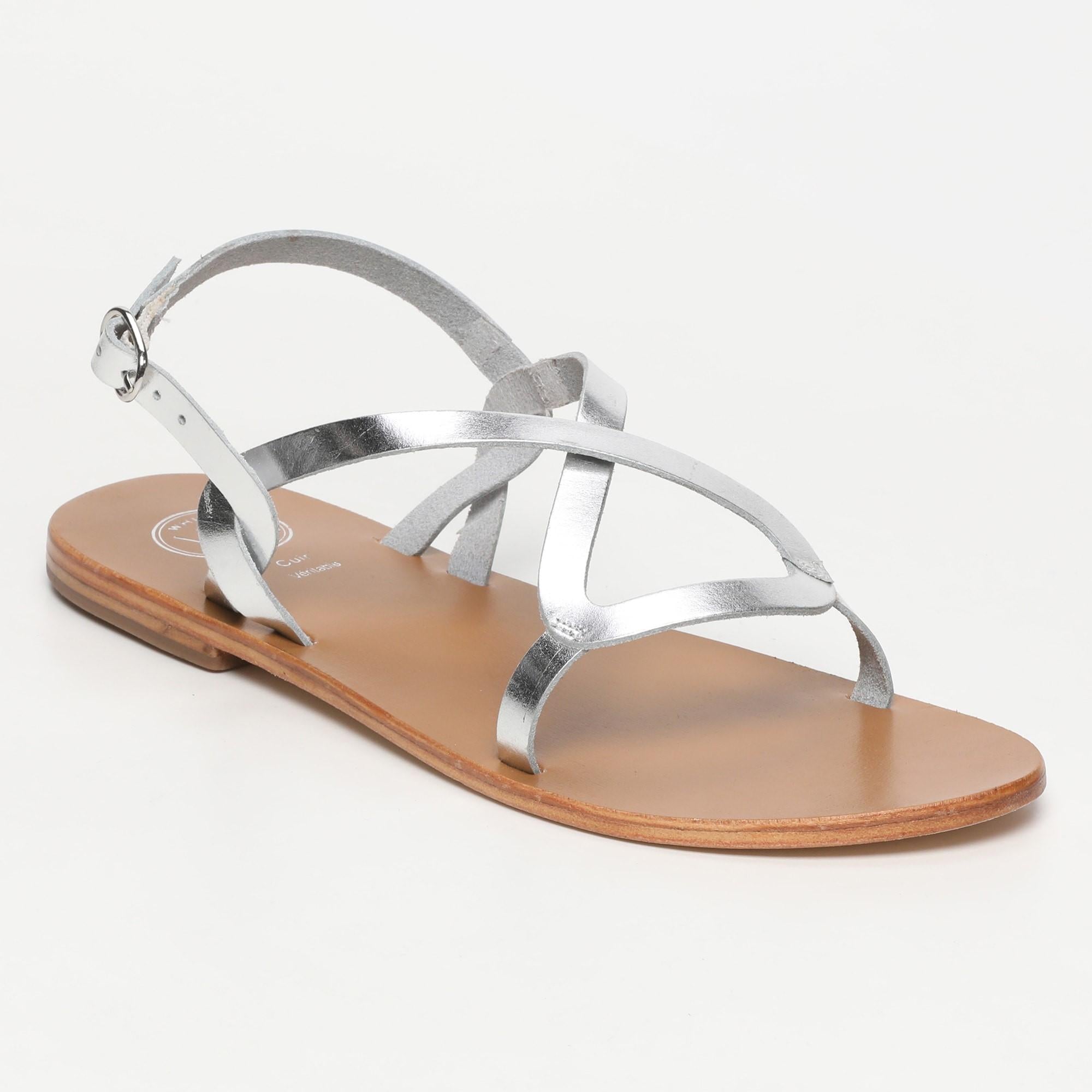 ALCOBA sandales en cuir argent