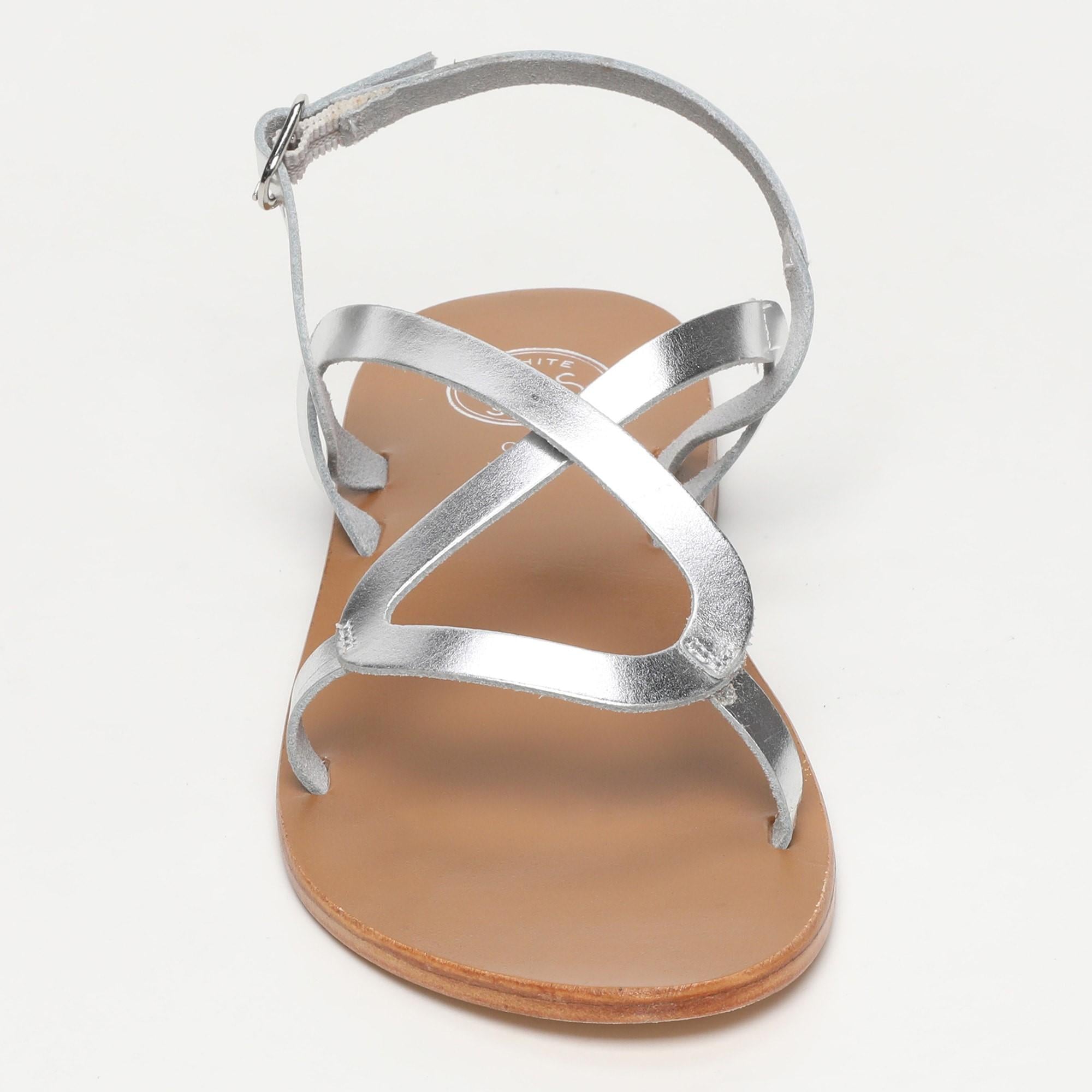ALCOBA sandales en cuir argent