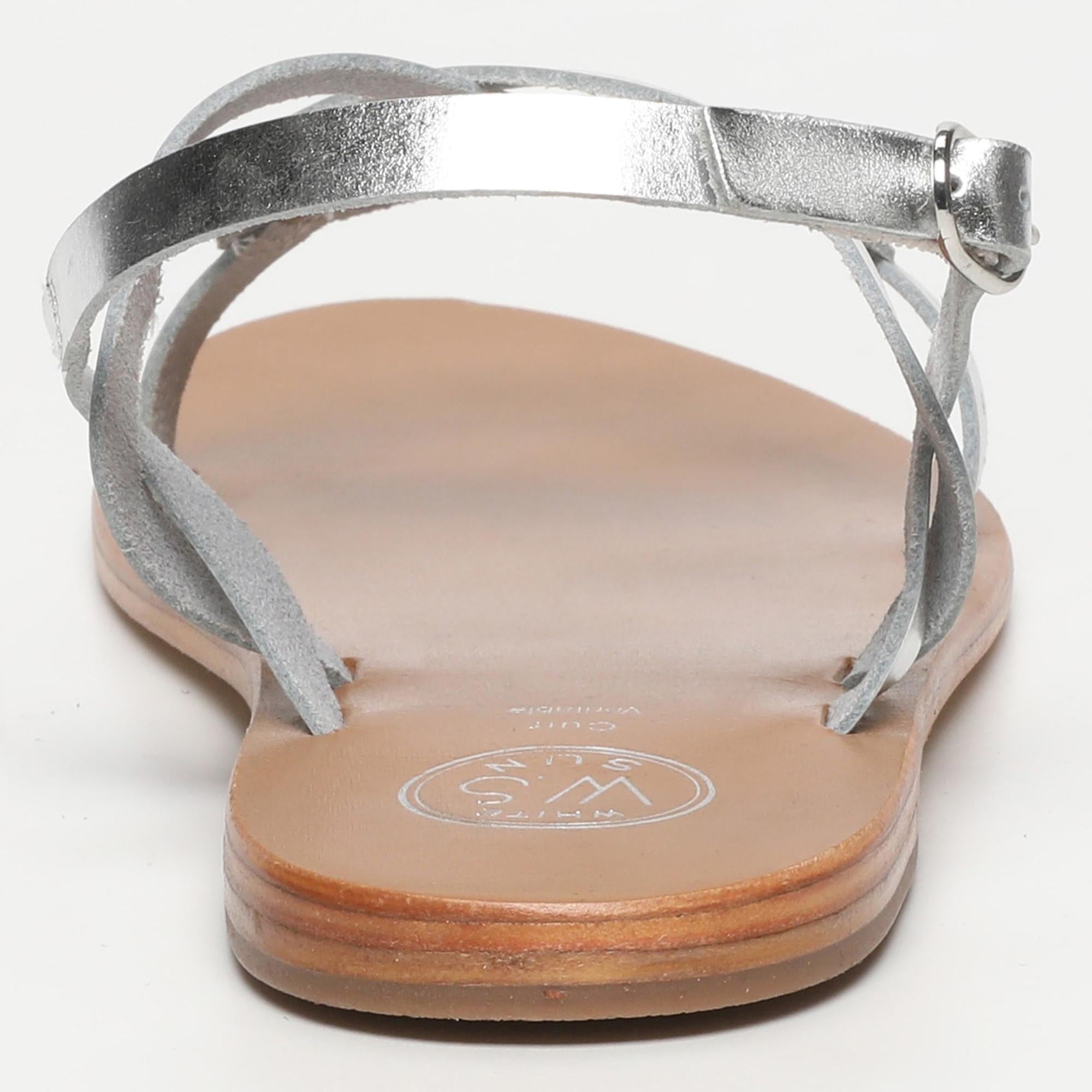 ALCOBA sandales en cuir argent