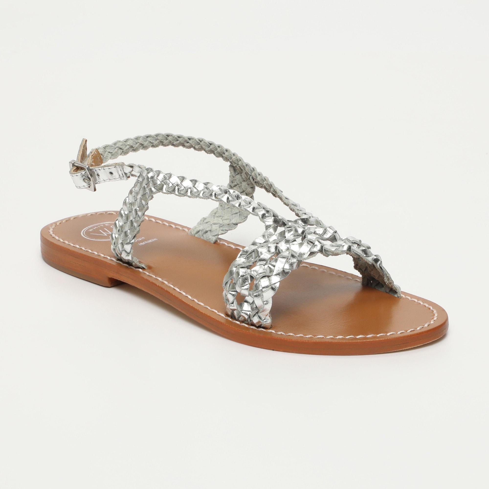 ALIMER sandales tresse en cuir argent