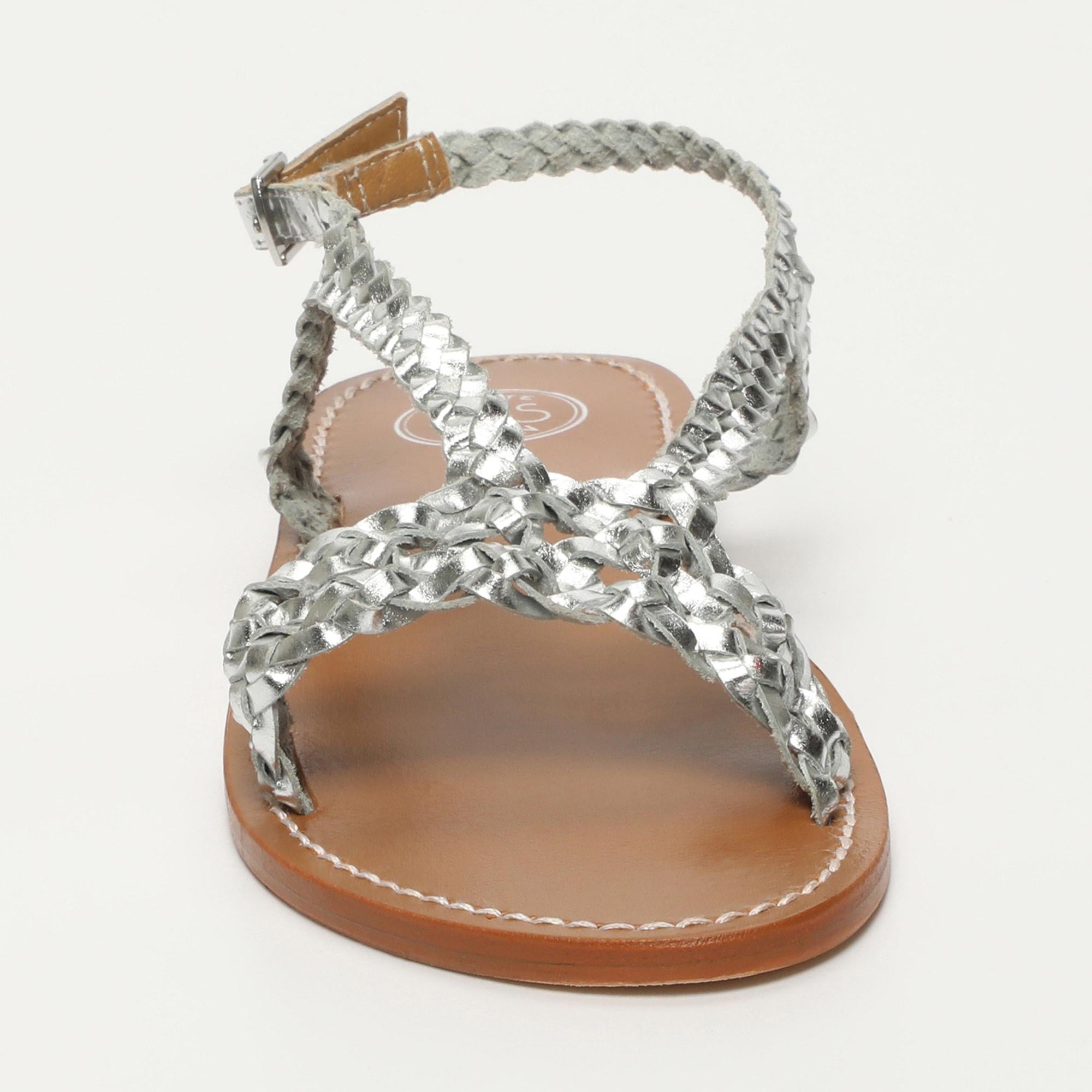 ALIMER sandales tresse en cuir argent