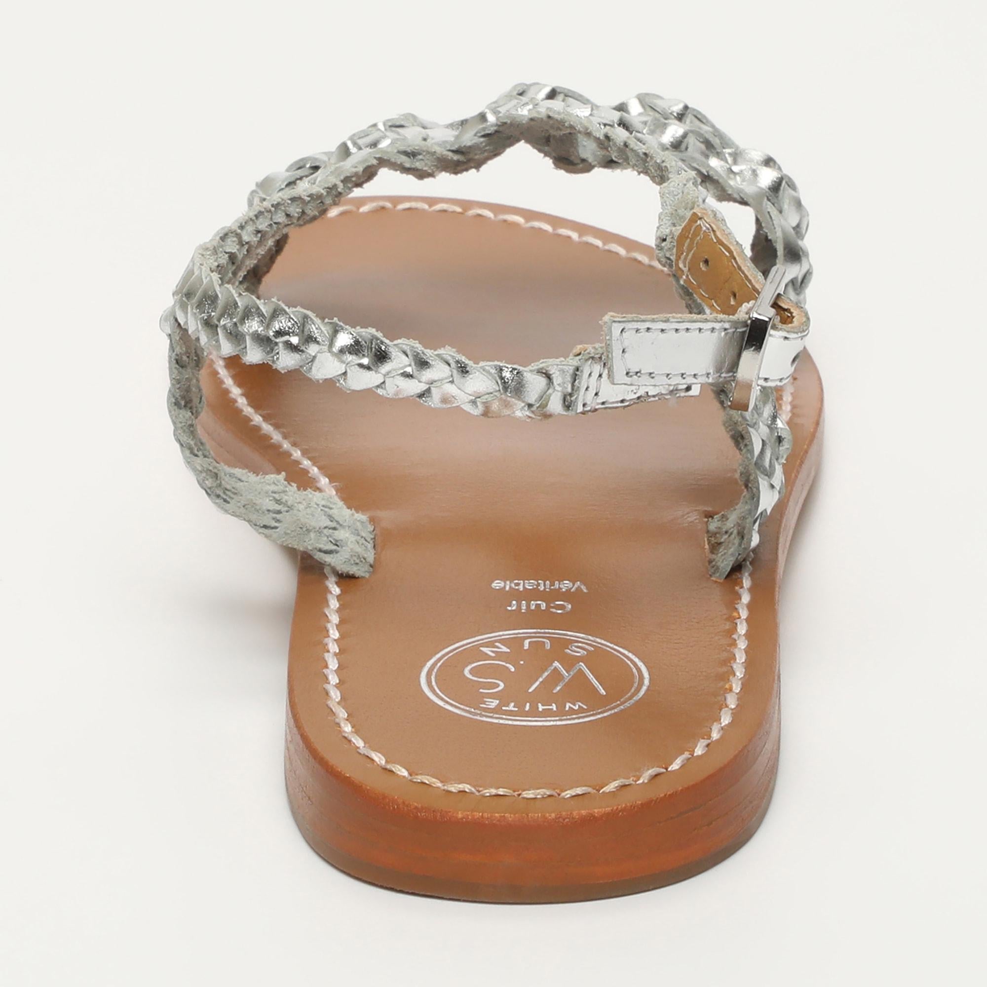 ALIMER sandales tresse en cuir argent