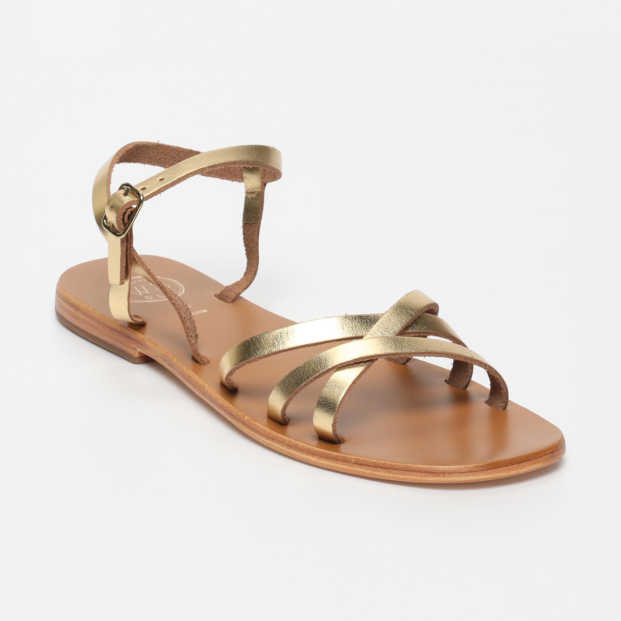 ALINA sandales en cuir or foncé