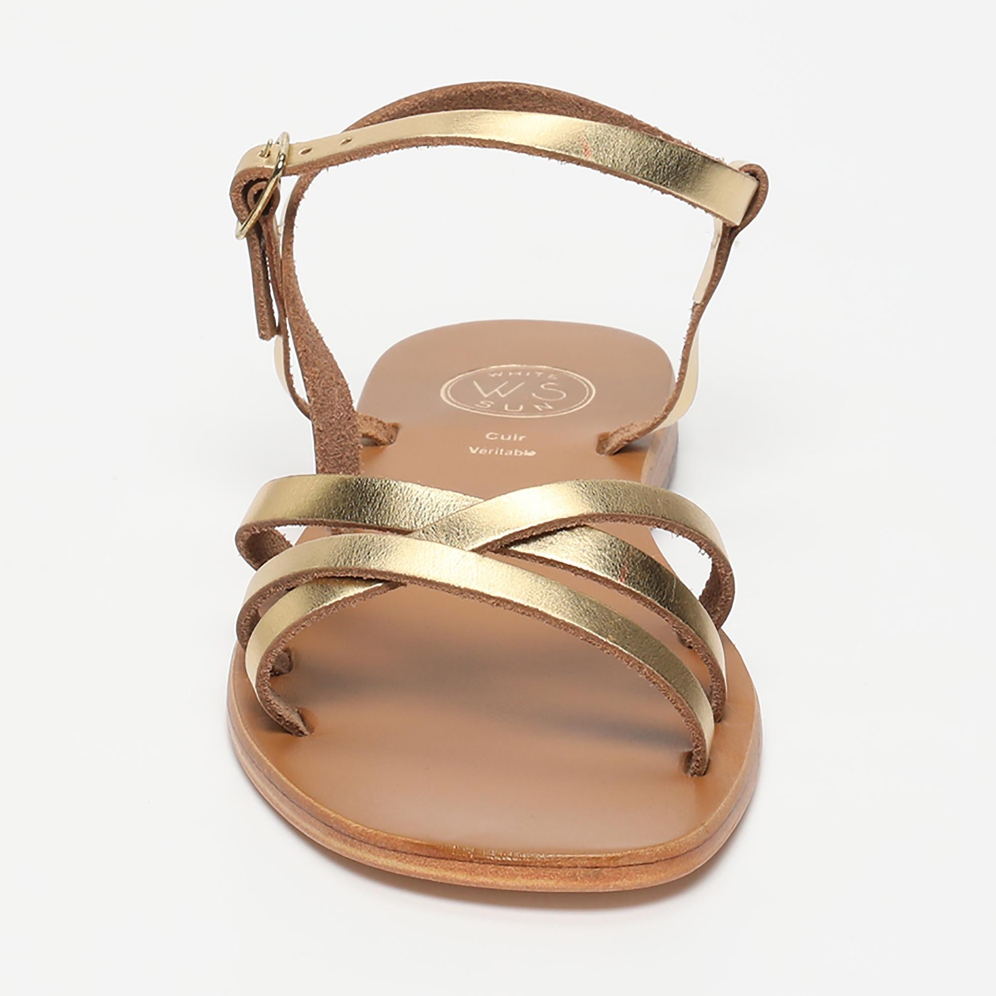 ALINA sandales en cuir or foncé