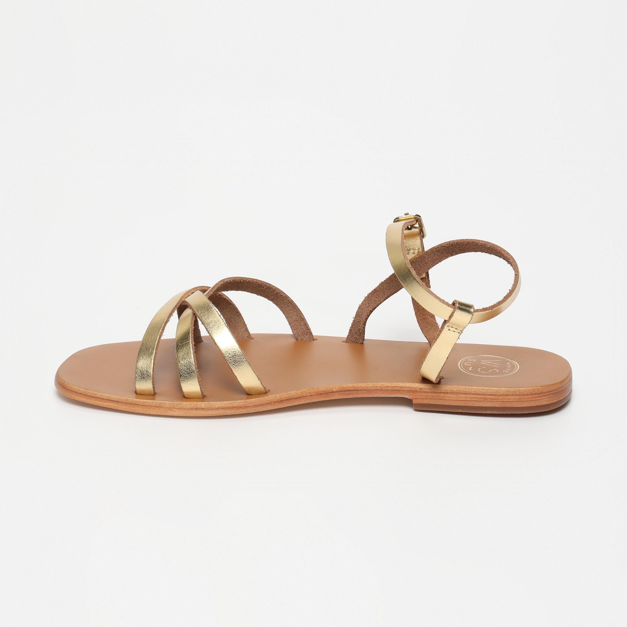 ALINA sandales en cuir or foncé