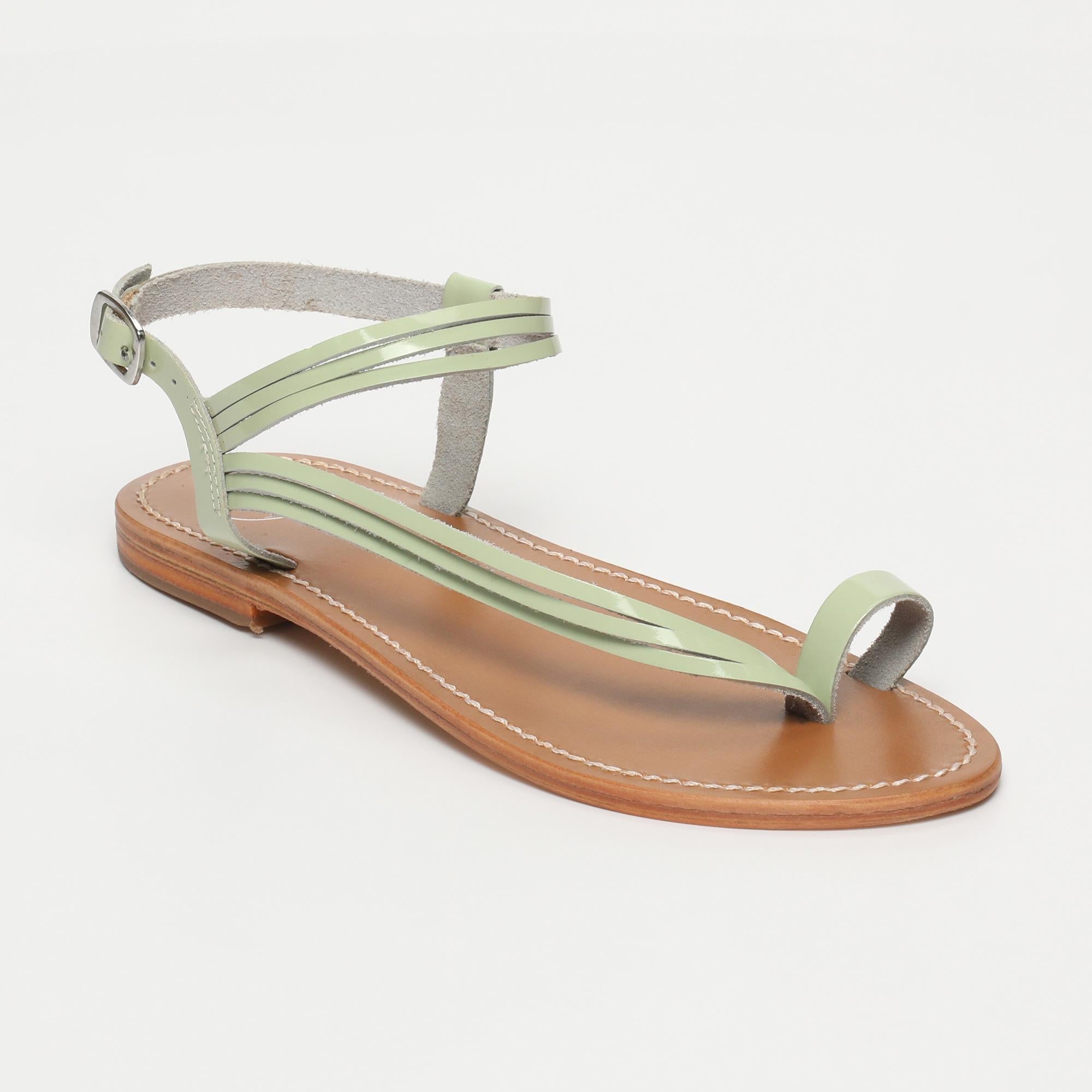 AQUIRAZ sandales entre doigt en cuir menthe