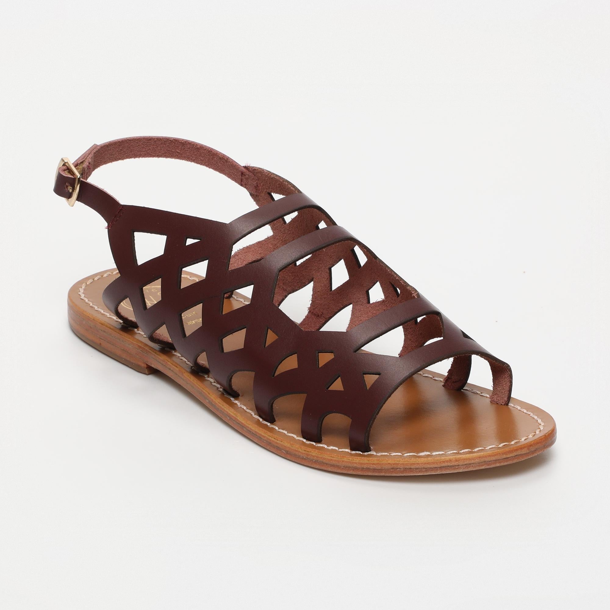 ARACATI sandales en cuir bordeaux