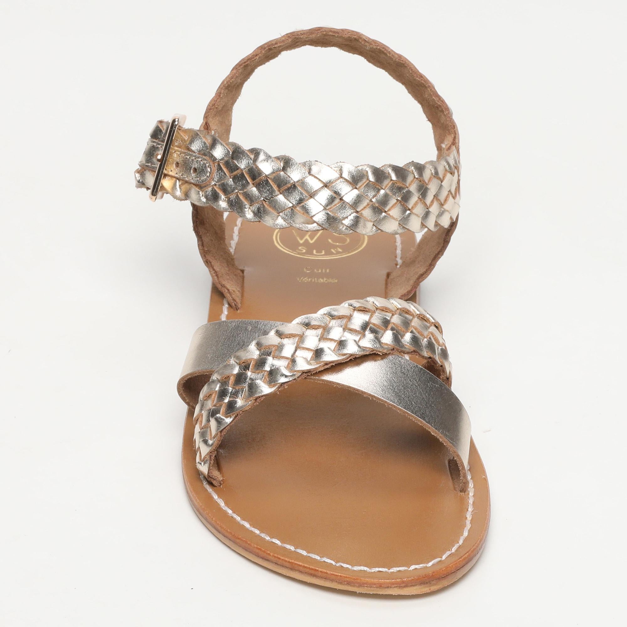 AREVALO sandales tresse en cuir or