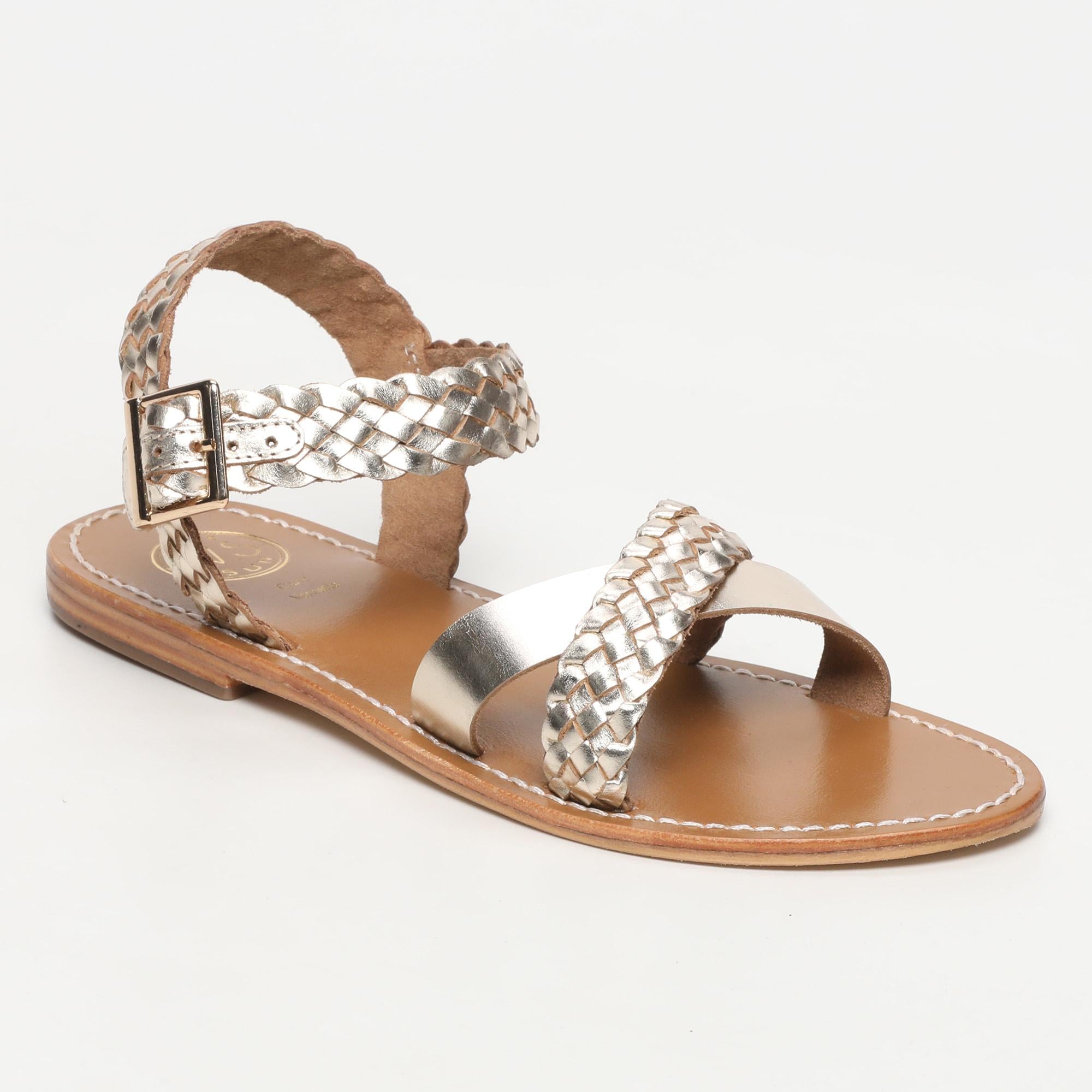AREVALO sandales tresse en cuir or