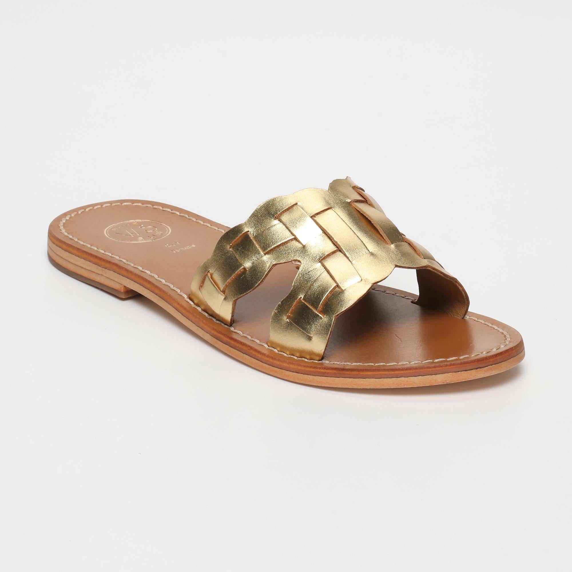 AREZU mules en cuir or foncé