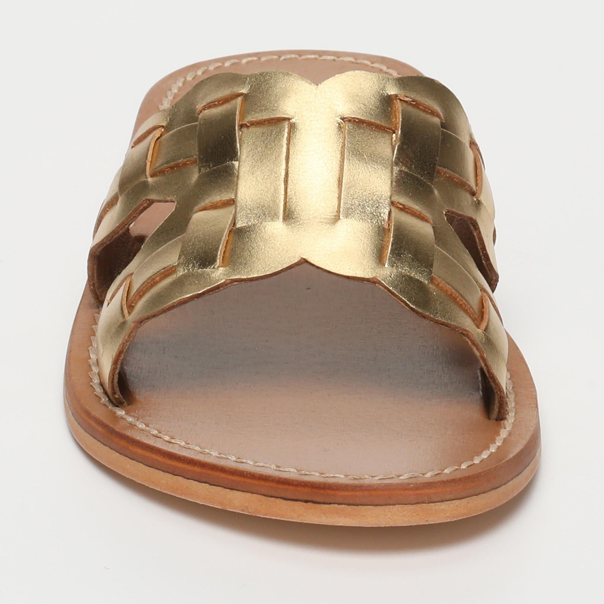 AREZU mules en cuir or foncé