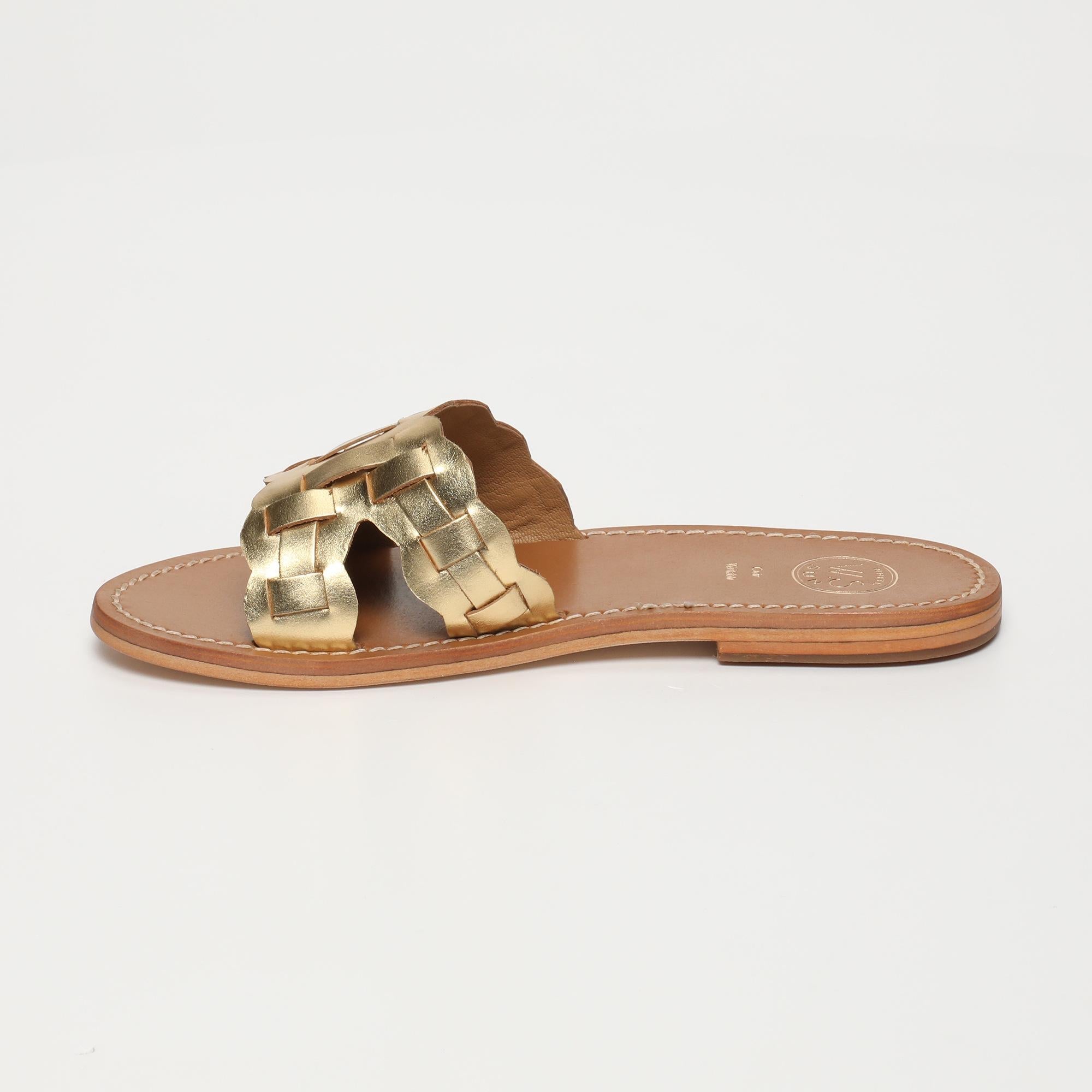 AREZU mules en cuir or foncé