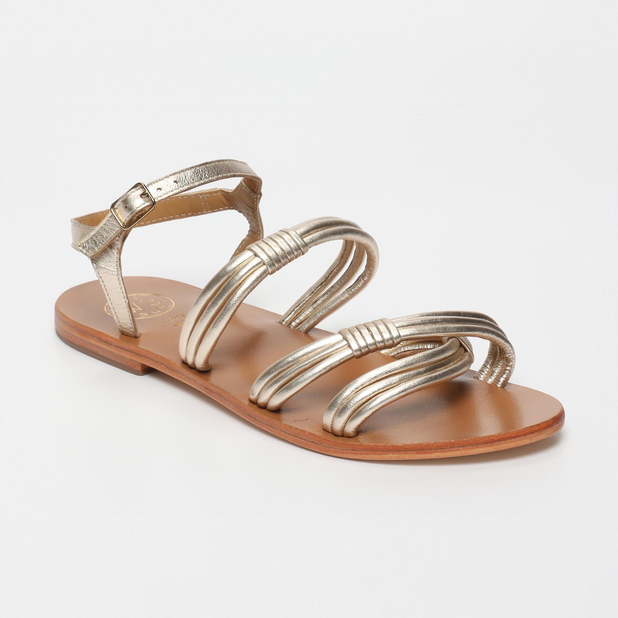 ABIGAIL sandales en cuir platine