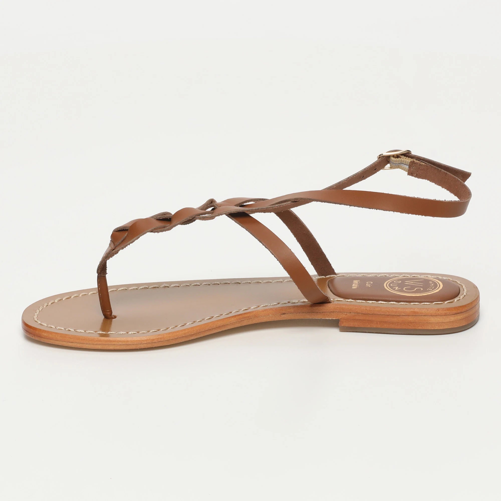 MENTA sandales entre-doigts en cuir camel