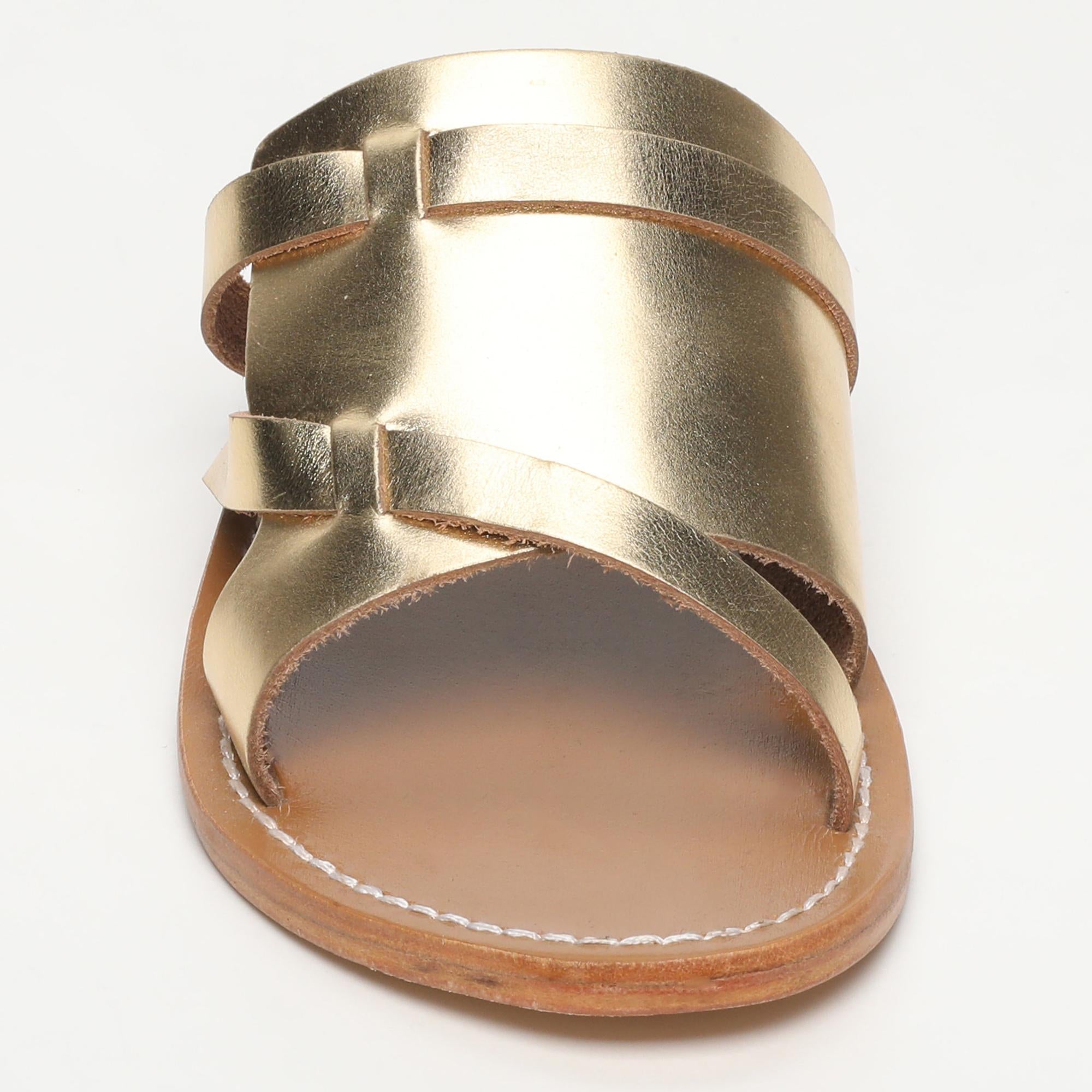 BAEZA mules en cuir or foncé