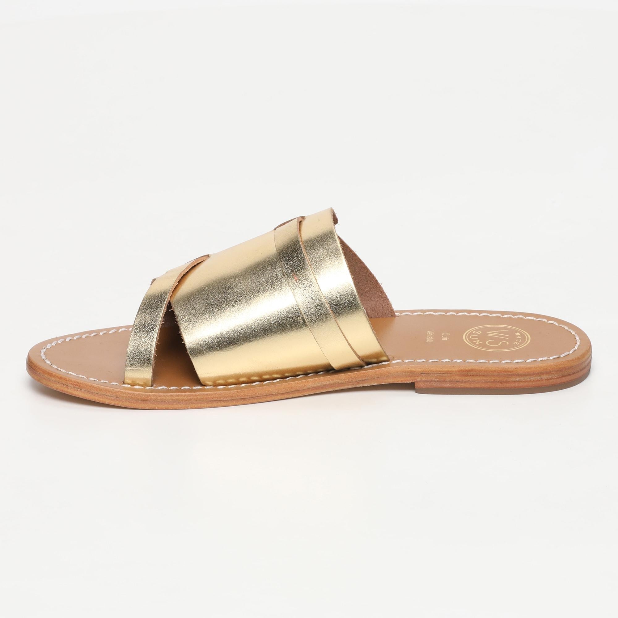 BAEZA mules en cuir or foncé