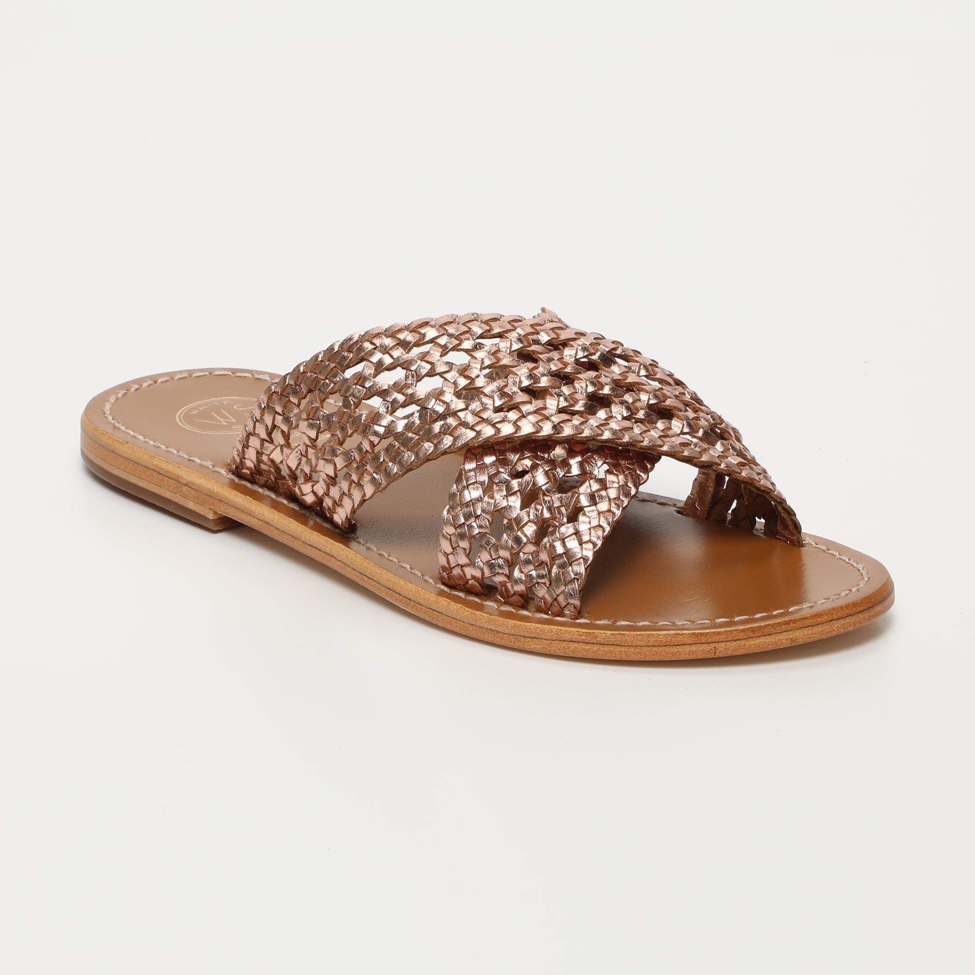BAHARAK mules tresse en cuir or rose