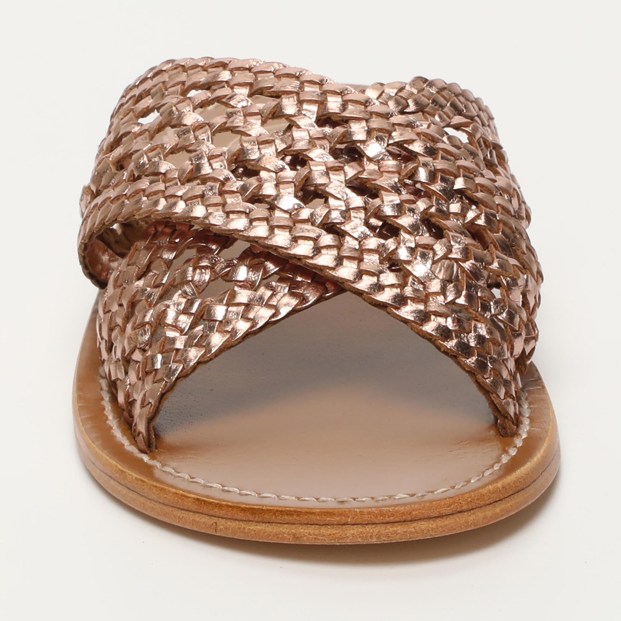 BAHARAK mules tresse en cuir or rose