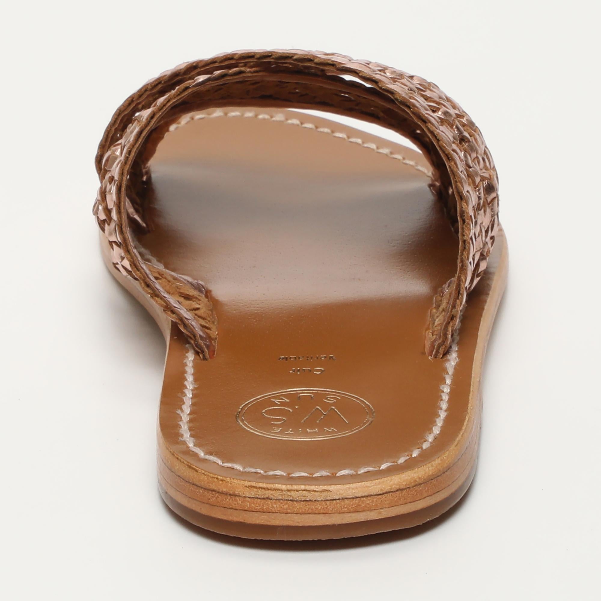 BAHARAK mules tresse en cuir or rose