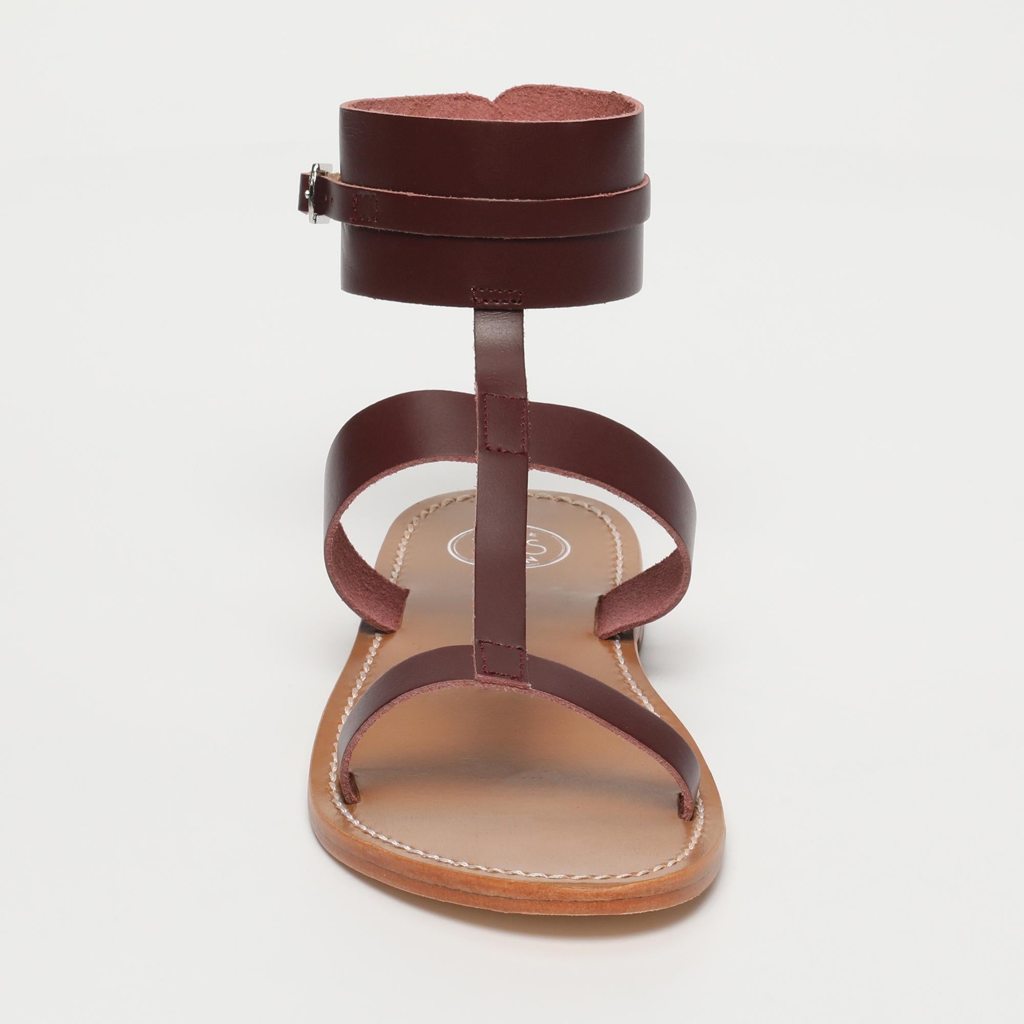 BARCARI sandales bracelet de cheville spartiate en cuir bordeaux