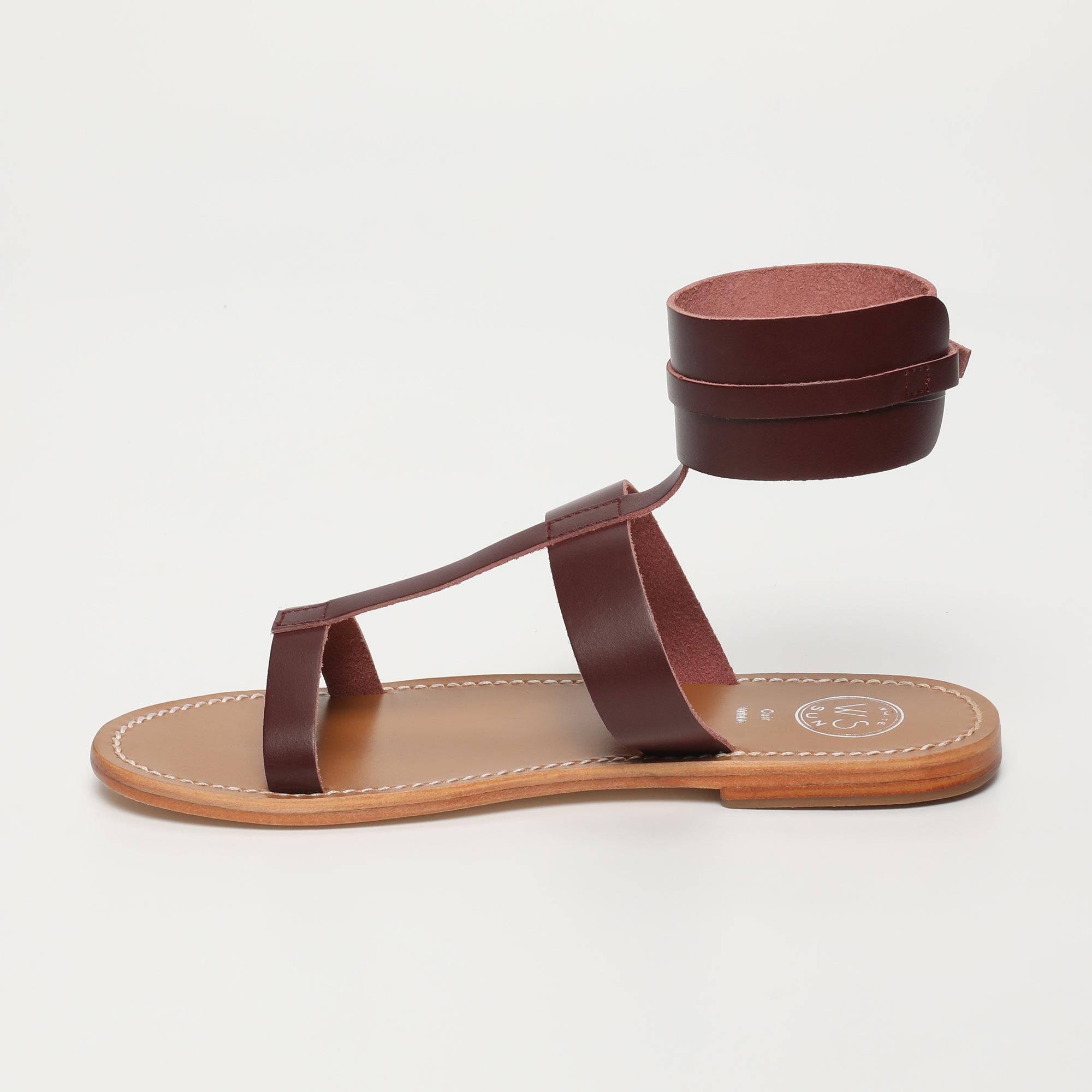 BARCARI sandales bracelet de cheville spartiate en cuir bordeaux