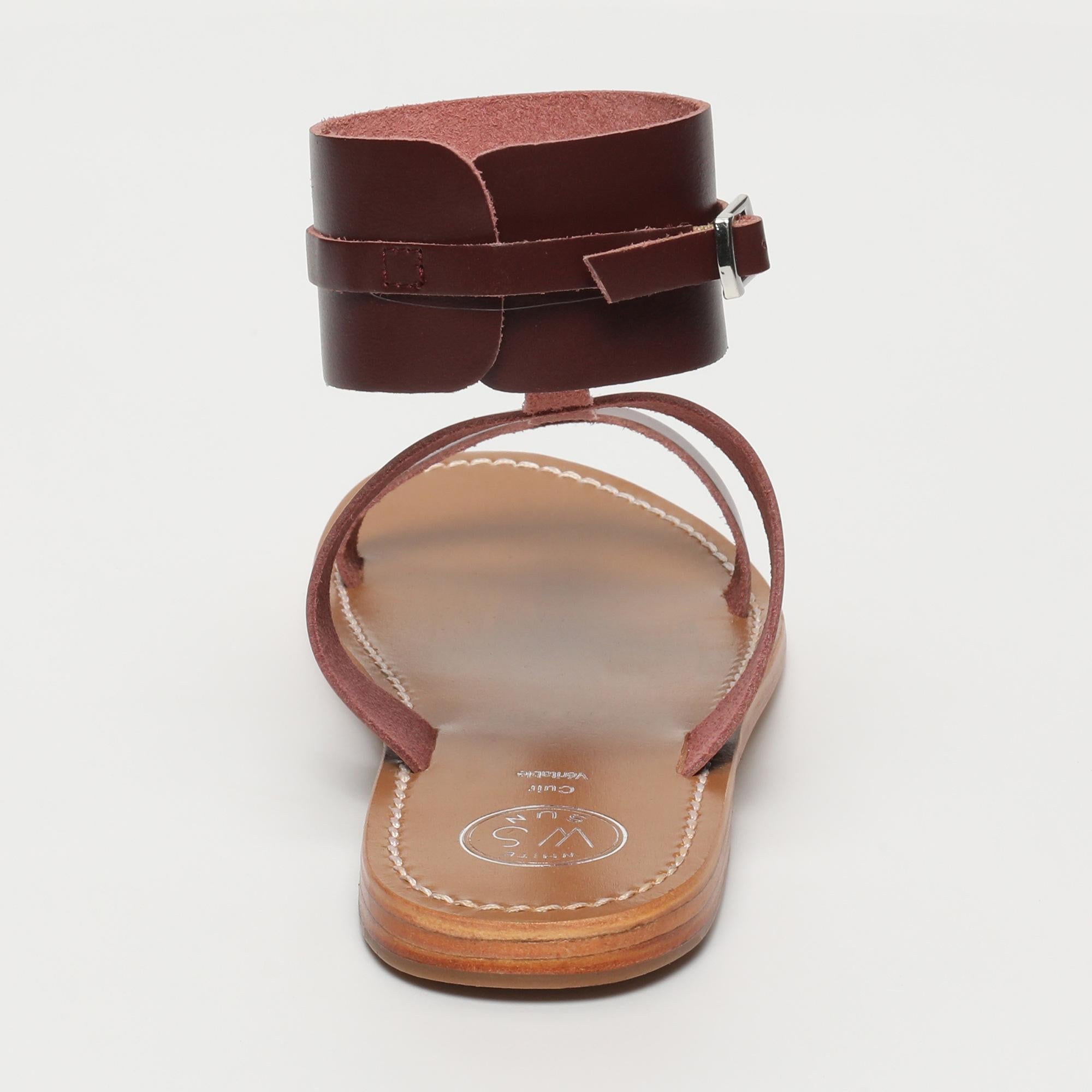 BARCARI sandales bracelet de cheville spartiate en cuir bordeaux
