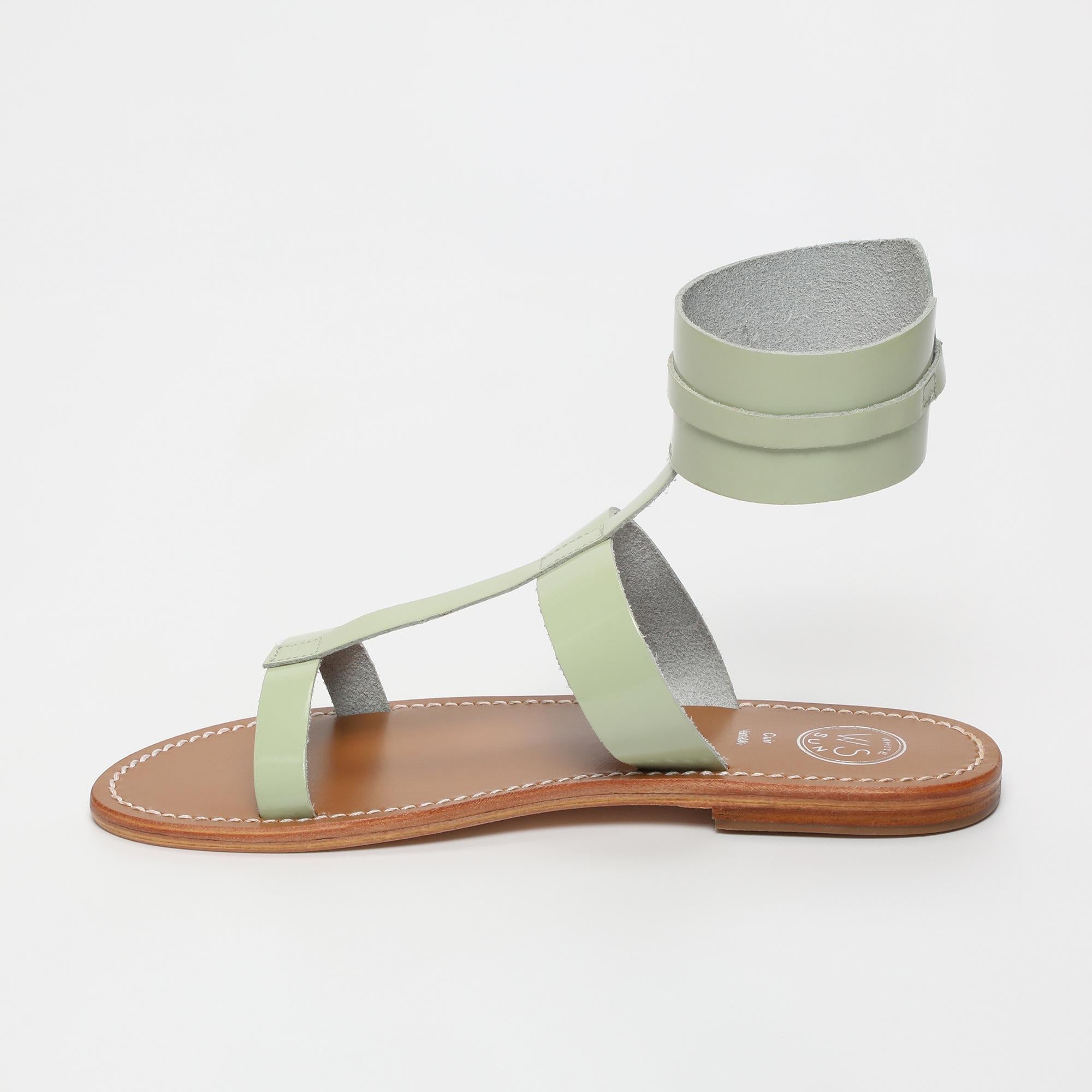 BARCARI sandales bracelet de cheville spartiate en cuir menthe