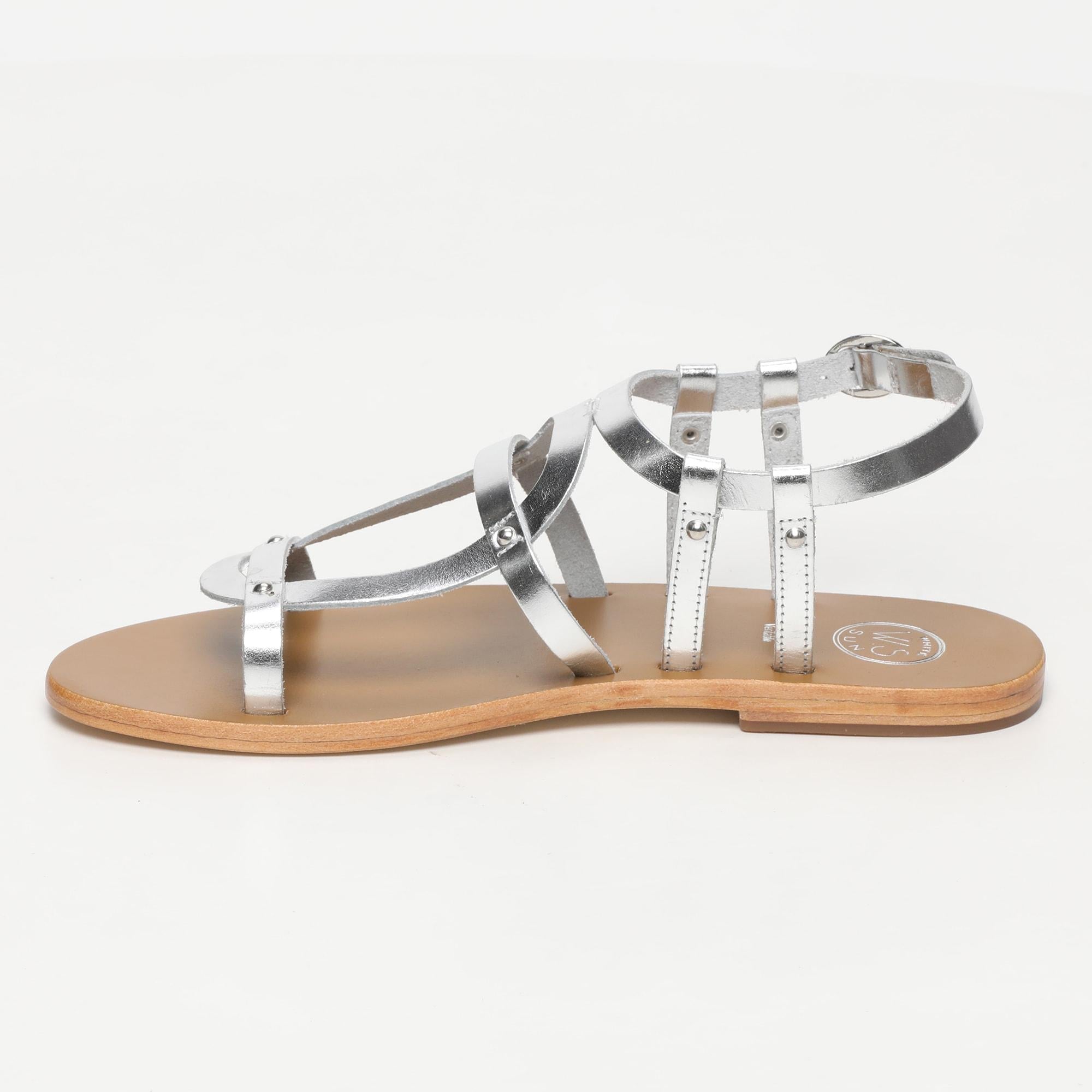 BASTIA sandales en cuir argent