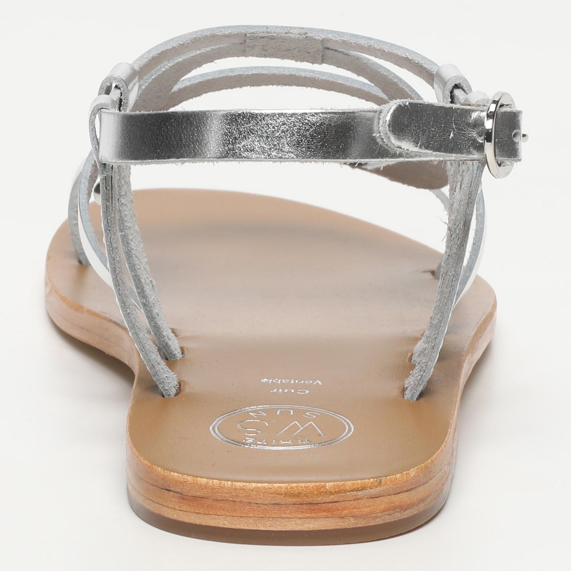 BASTIA sandales en cuir argent