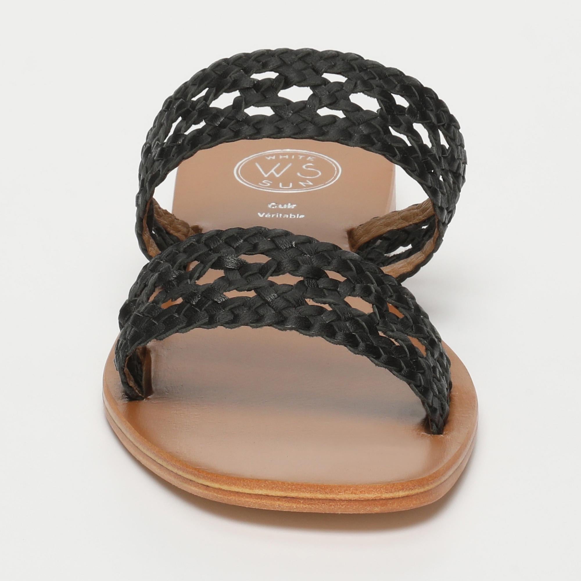 BEHNAZ sandales en cuir noir