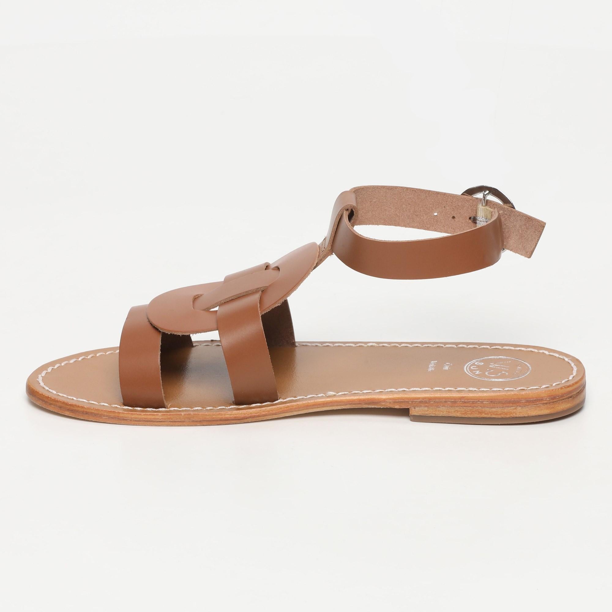 BERROCAL sandales bracelet de cheville en cuir camel