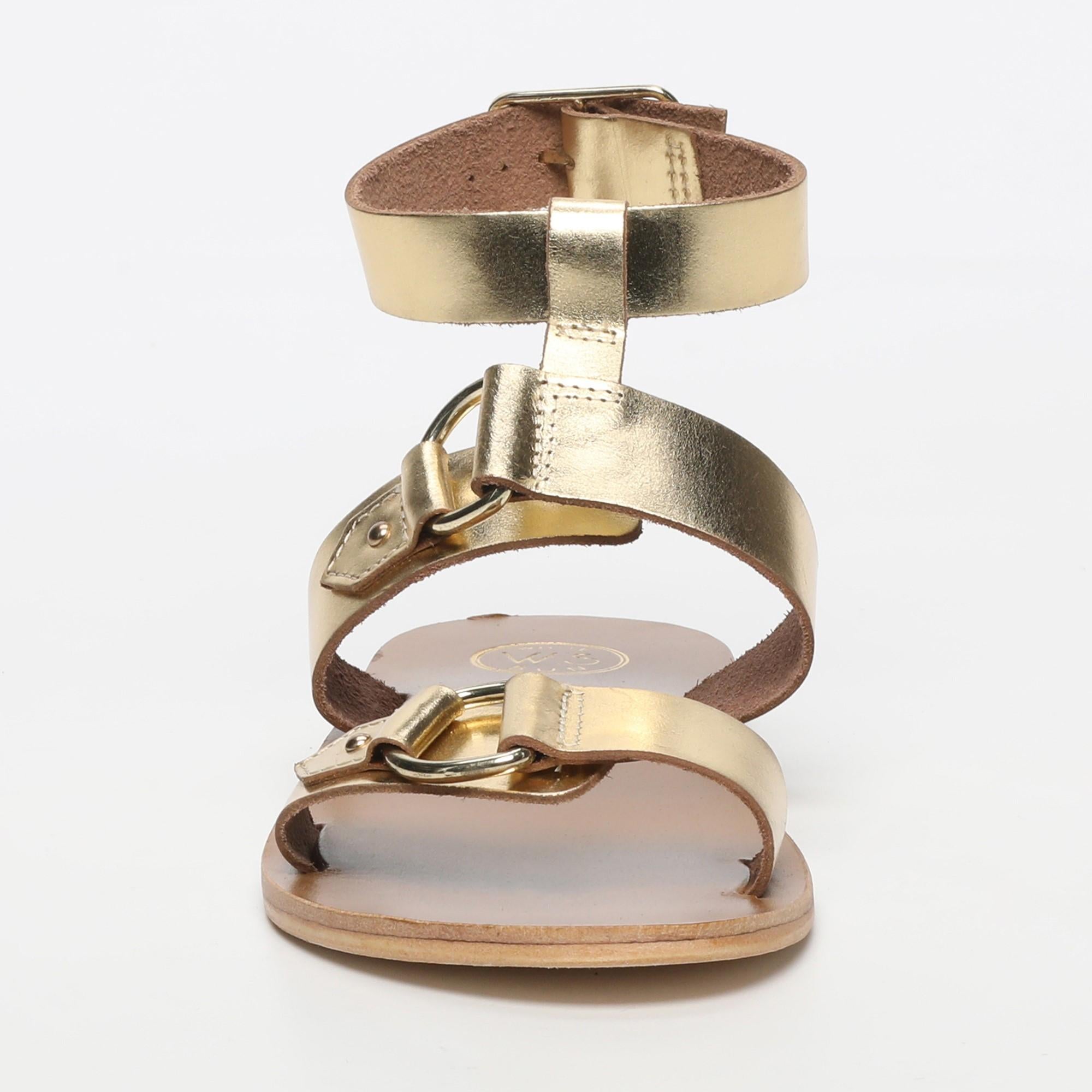 BHARATHI sandales spartiates bracelet de cheville en cuir or foncé