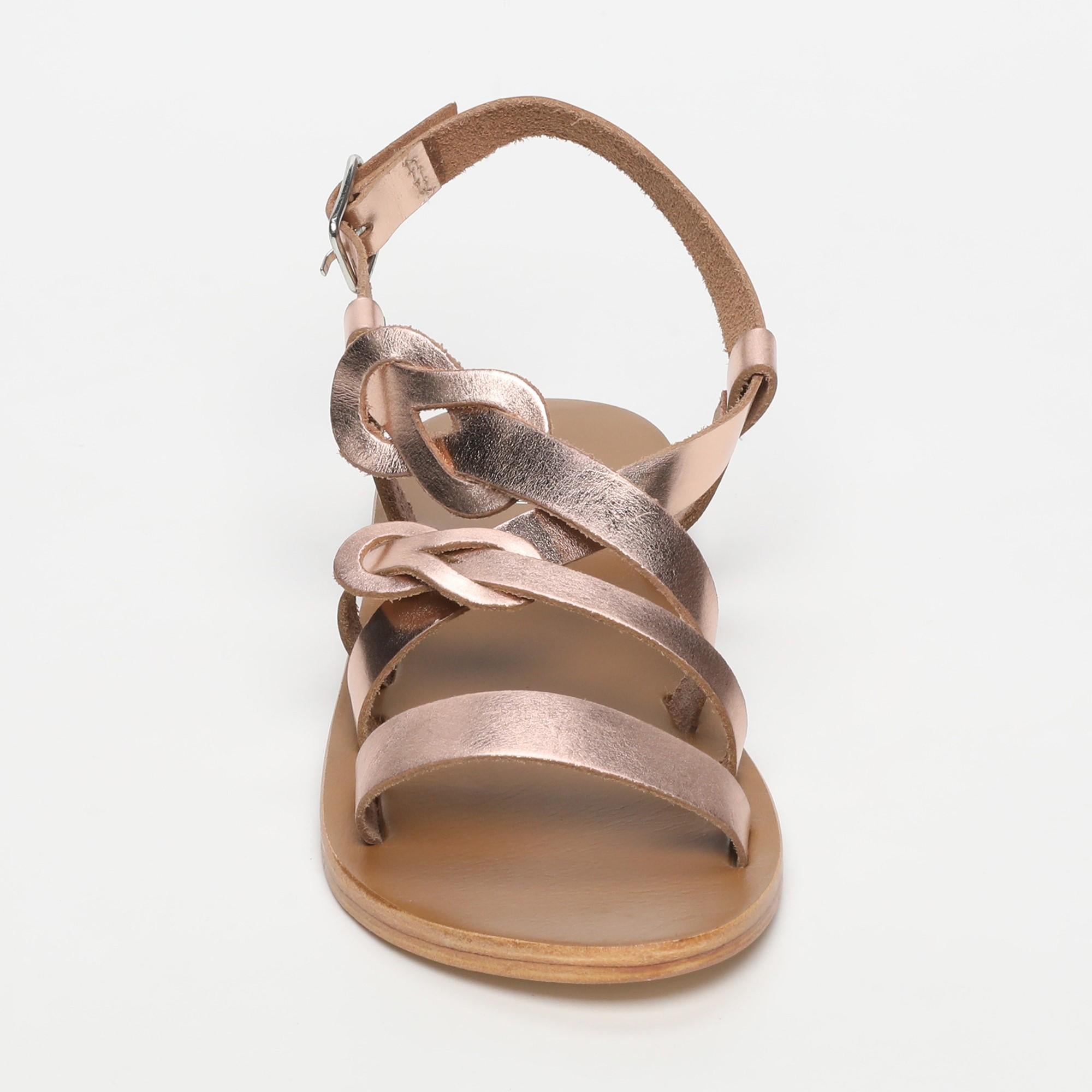 BHAVANE sandales en cuir or rose