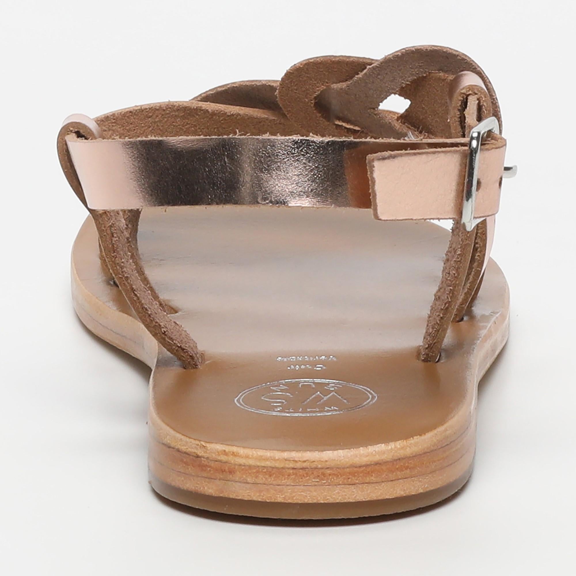 BHAVANE sandales en cuir or rose