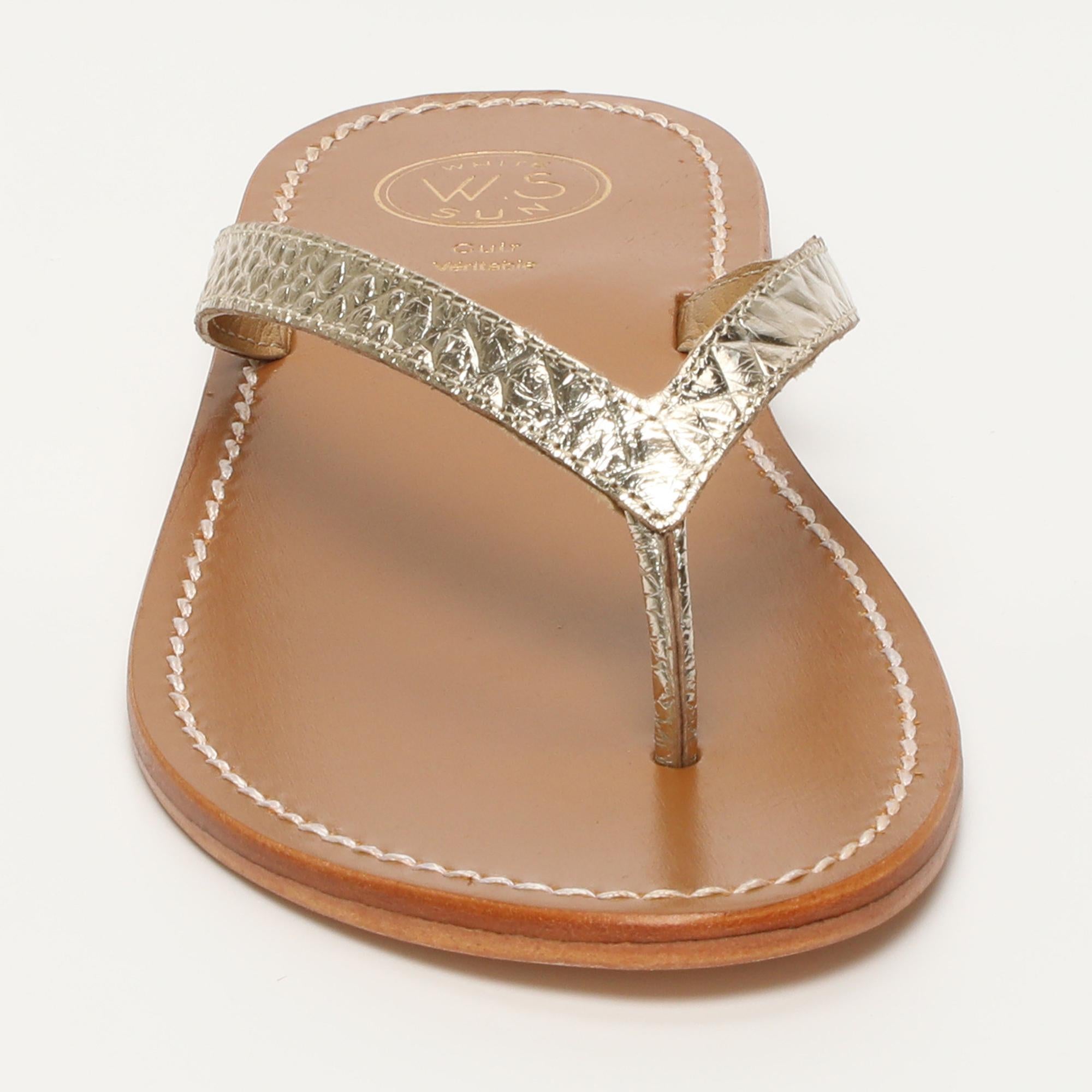 BOAVISTA mules entre doigt en cuir croco or clair