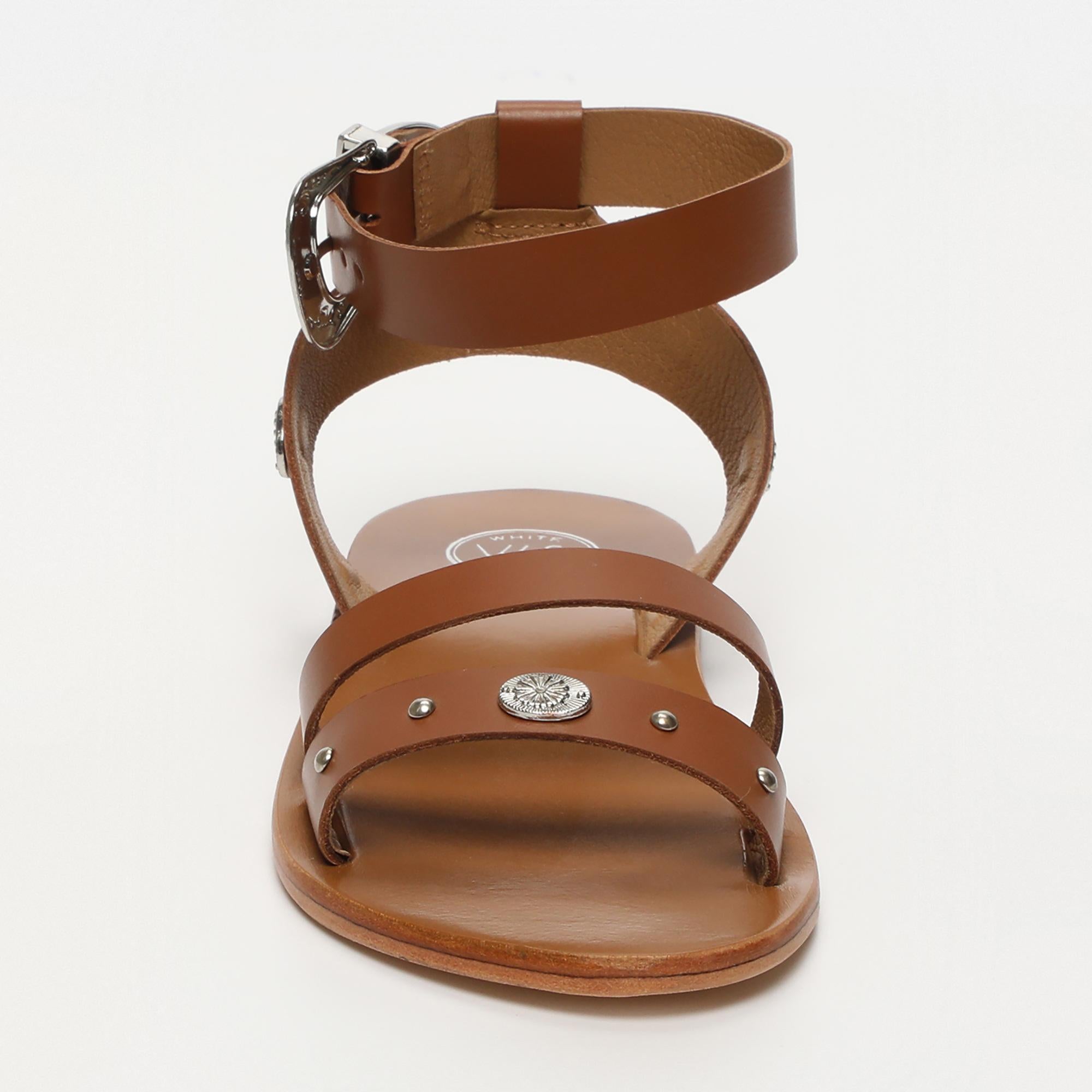 BAANI sandales spartiates bracelet de cheville en cuir camel