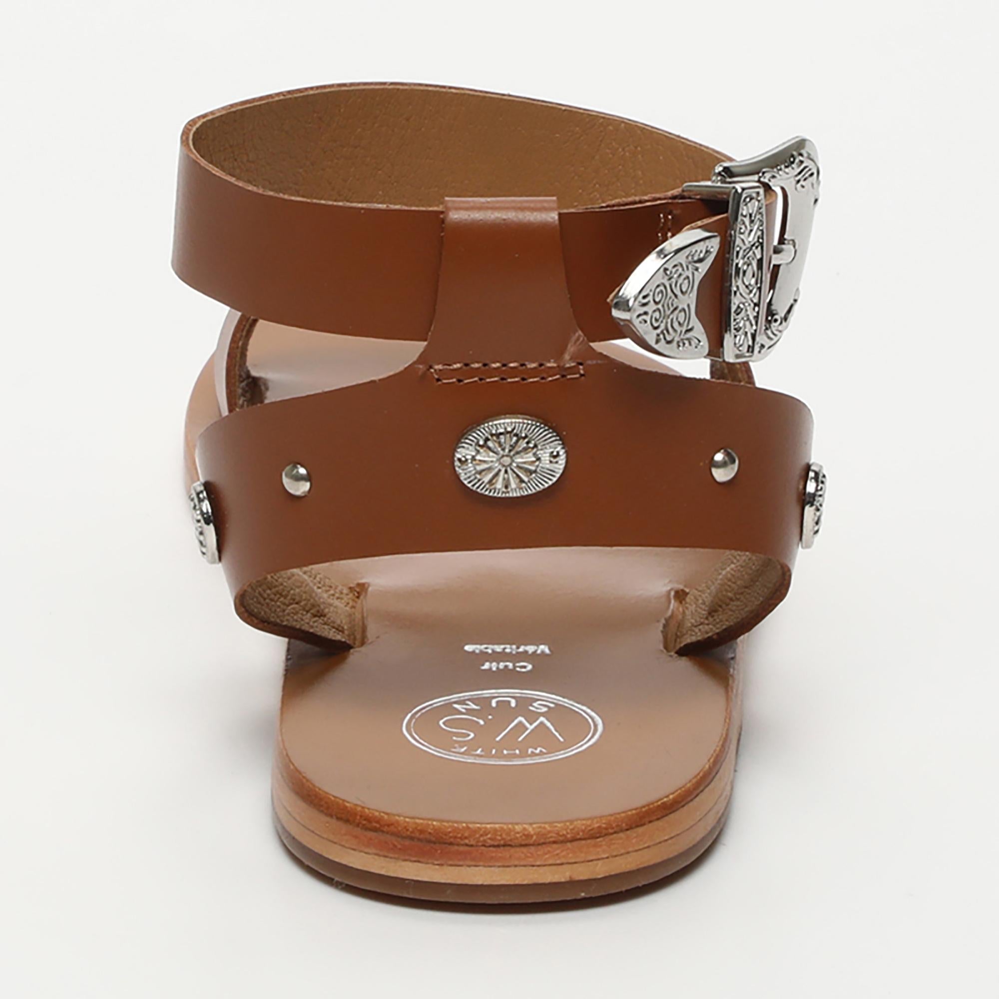 BAANI sandales spartiates bracelet de cheville en cuir camel