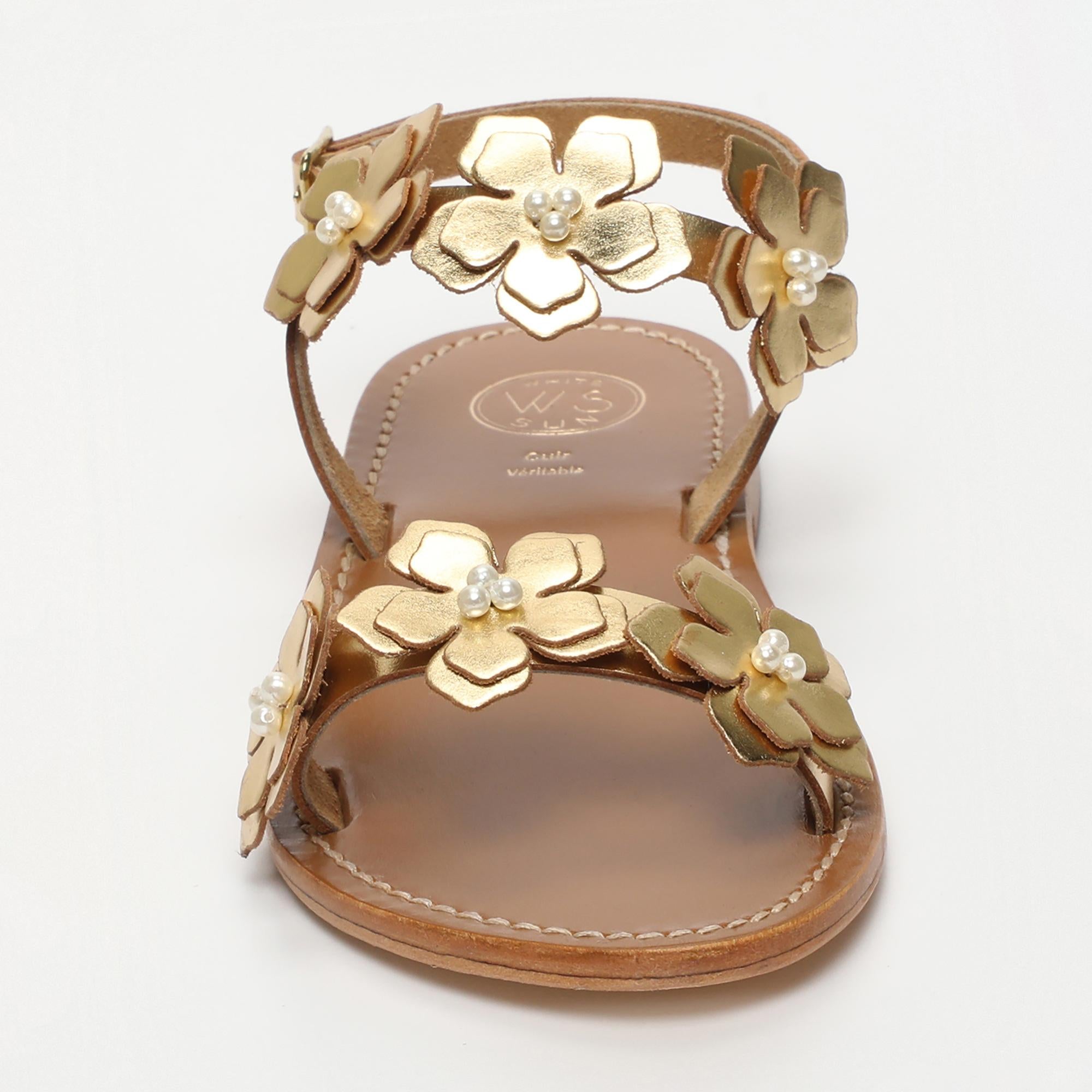 BABITA sandales bracelet de cheville fantaisie en cuir or foncé