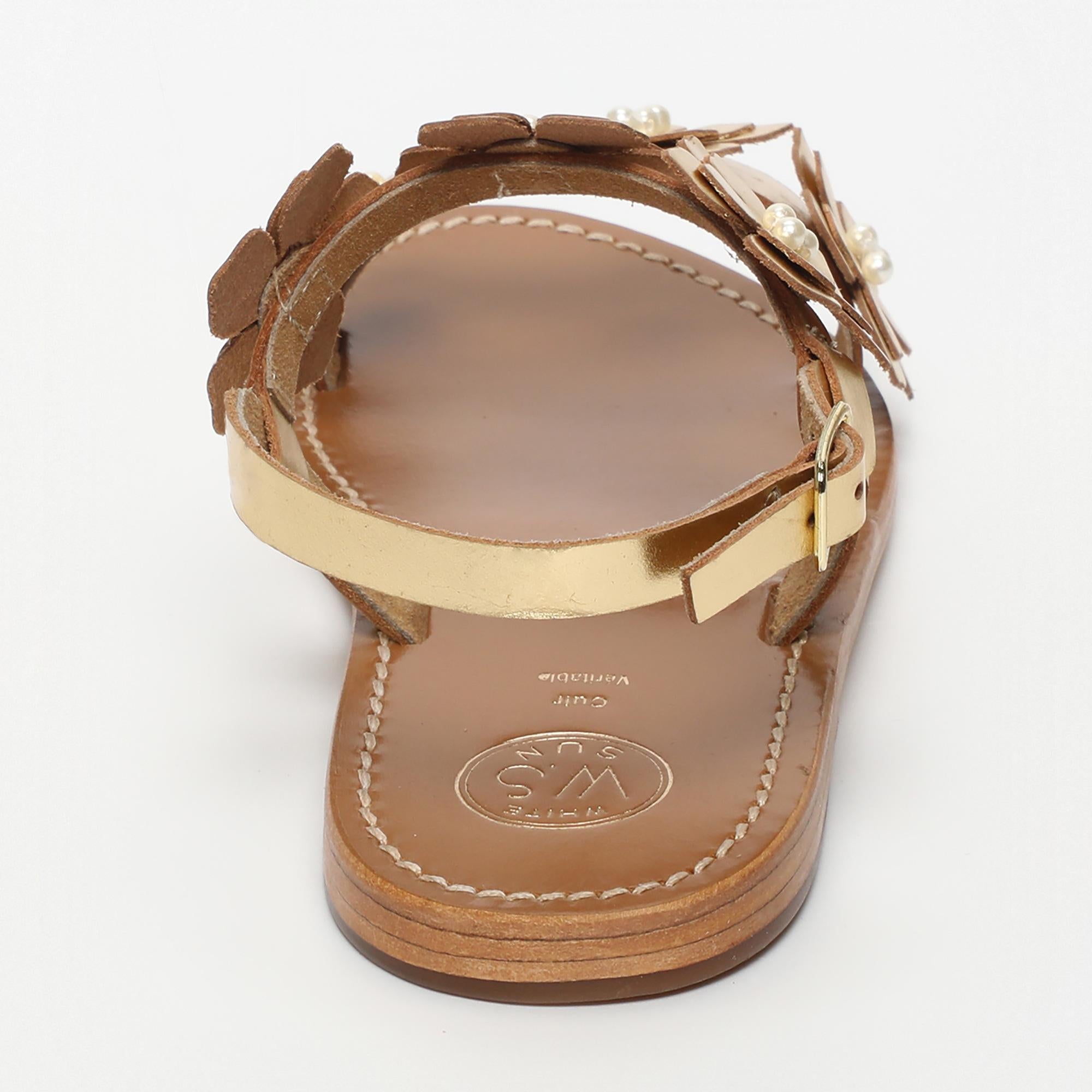 BABITA sandales bracelet de cheville fantaisie en cuir or foncé