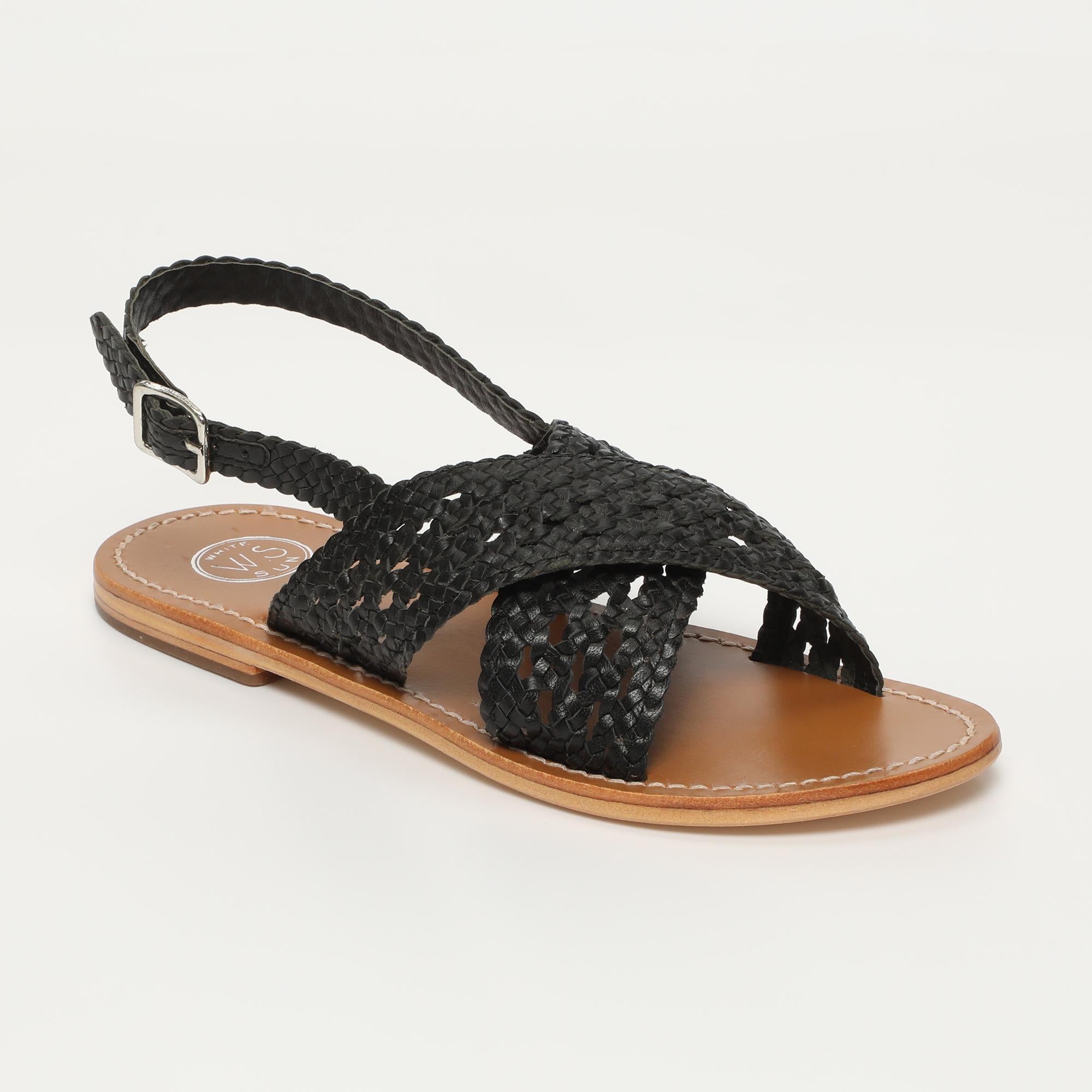 BAGESHRI sandales tresse en cuir noir