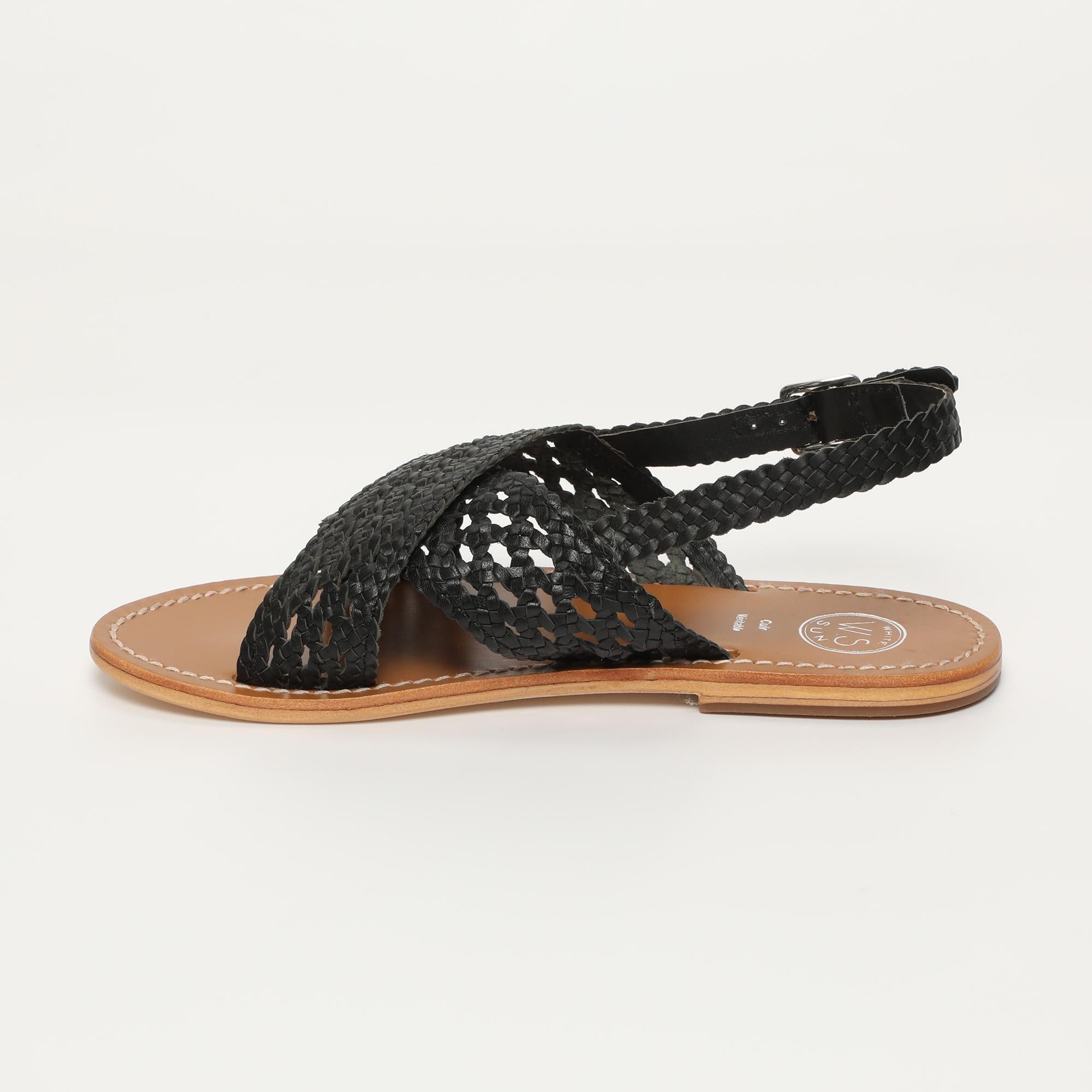 BAGESHRI sandales tresse en cuir noir