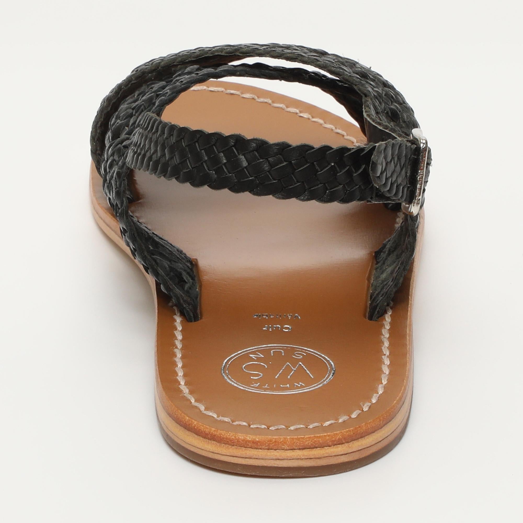 BAGESHRI sandales tresse en cuir noir
