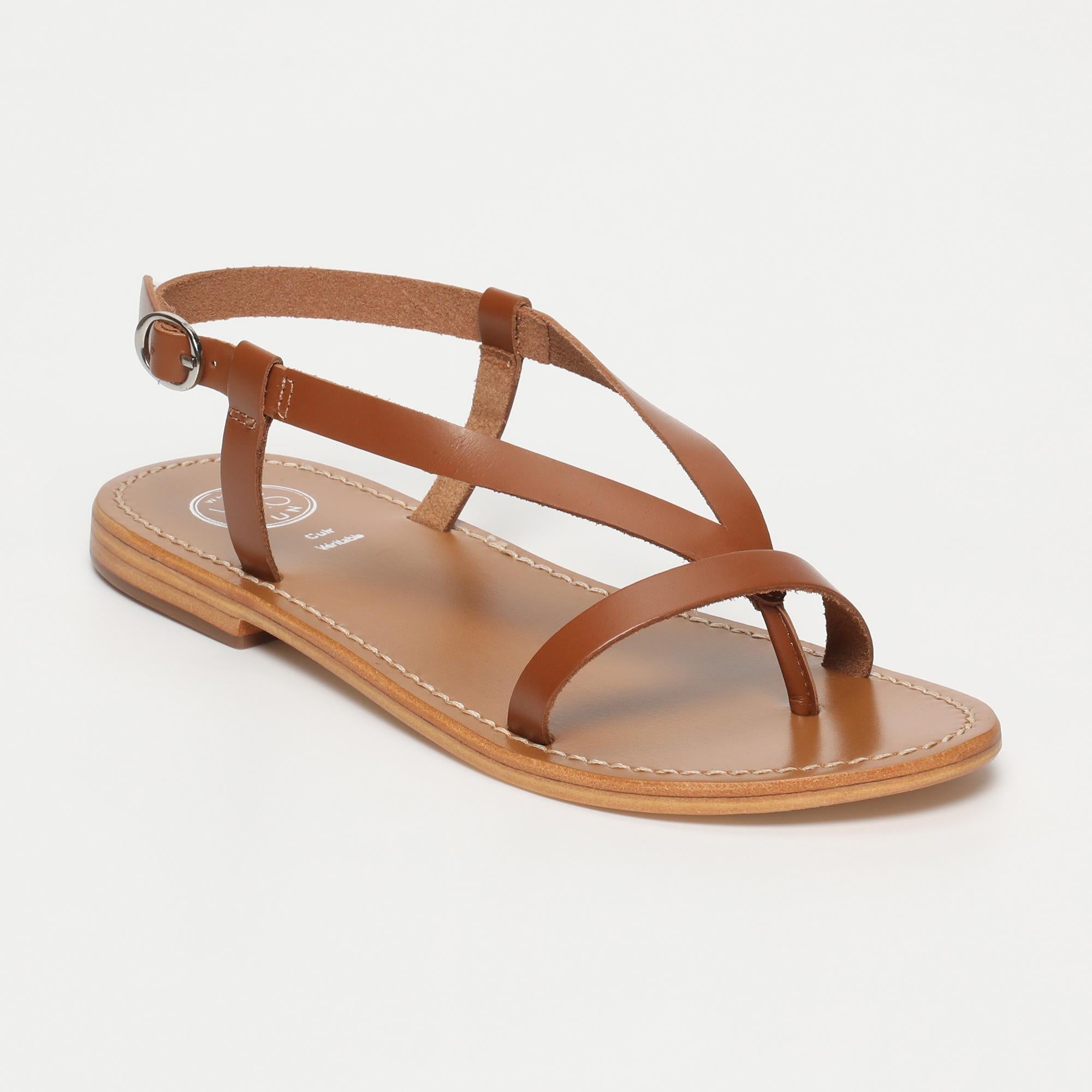 BAHULA sandales entre doigt en cuir camel
