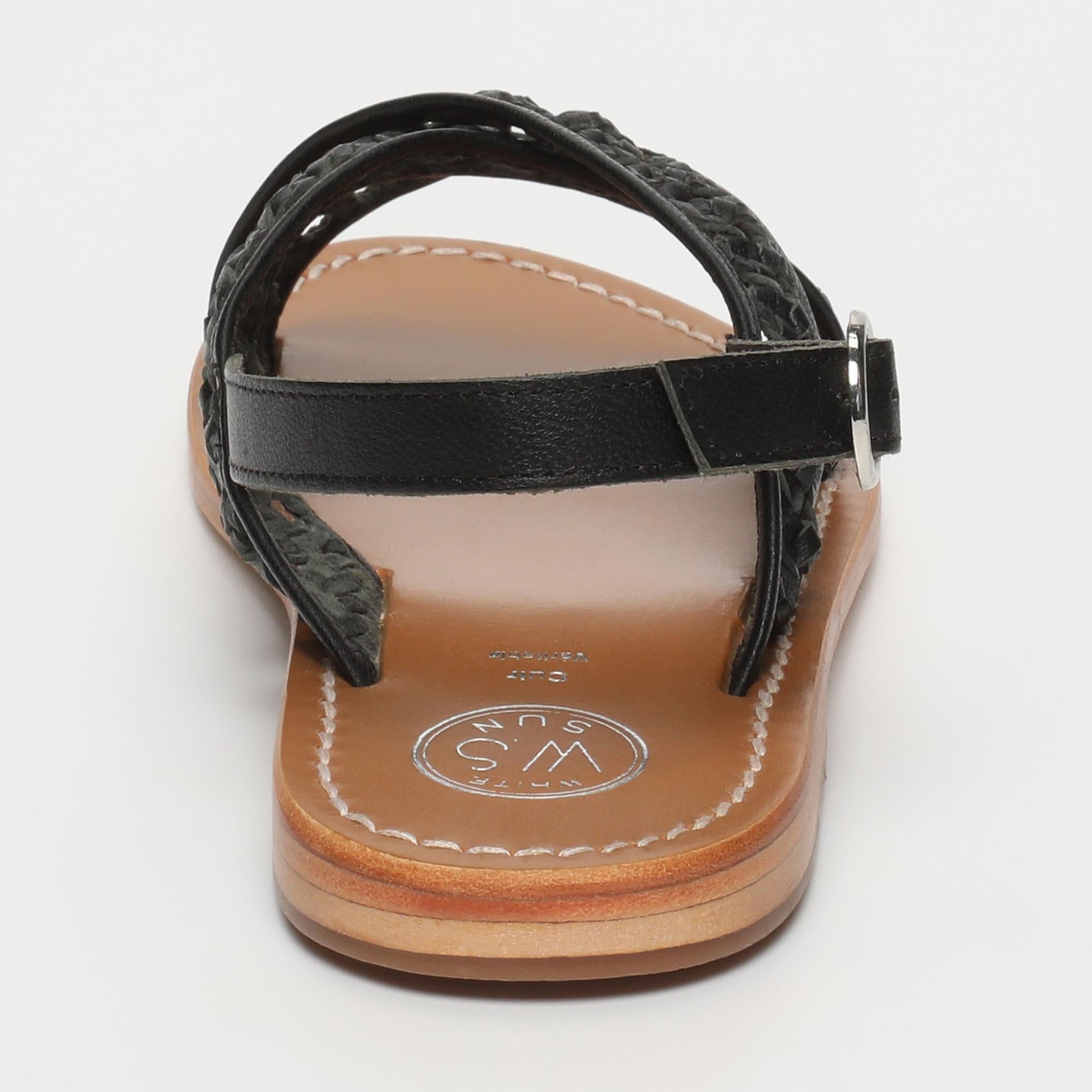 BAISHAKH sandales tresse en cuir noir