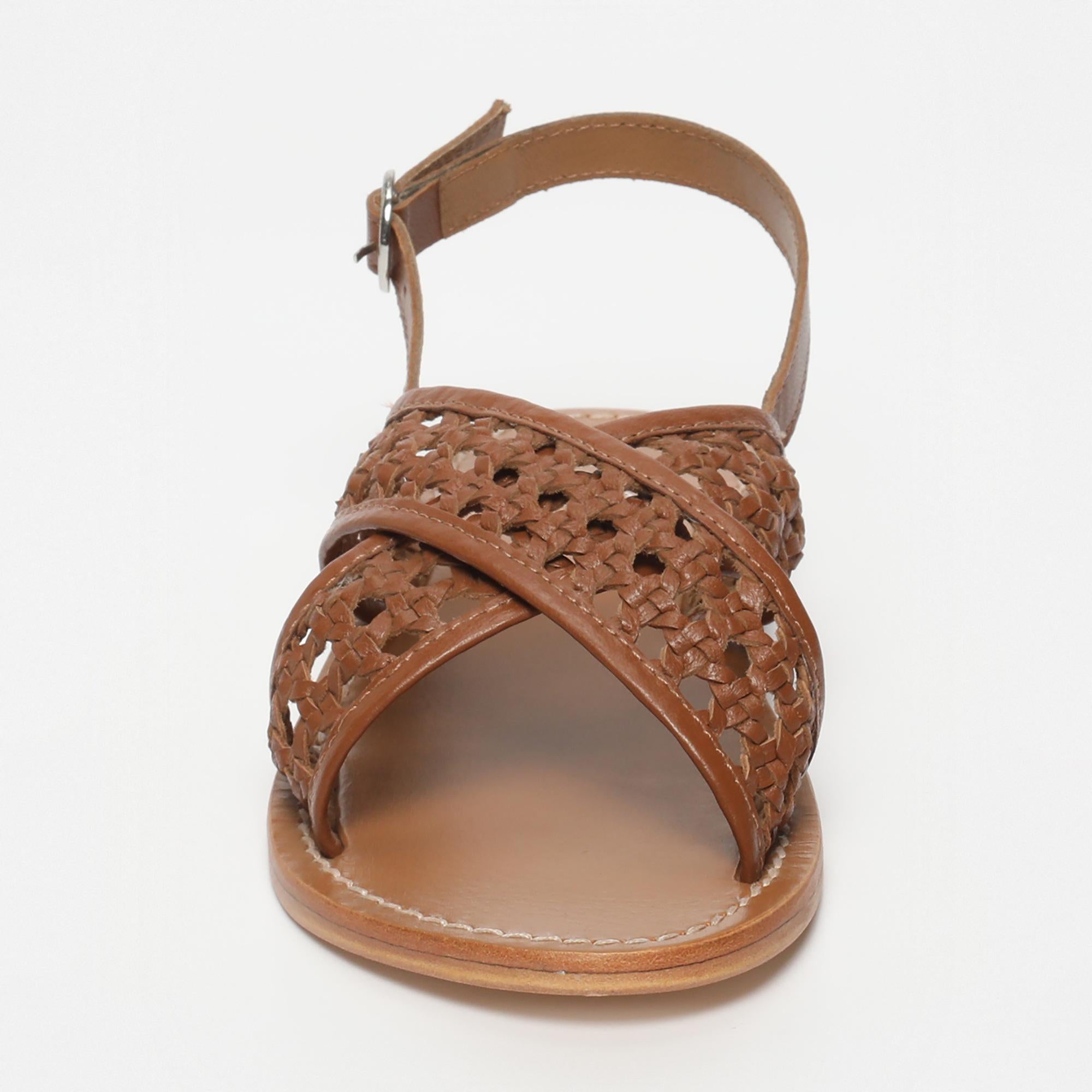 BAISHAKH sandales tresse en cuir camel