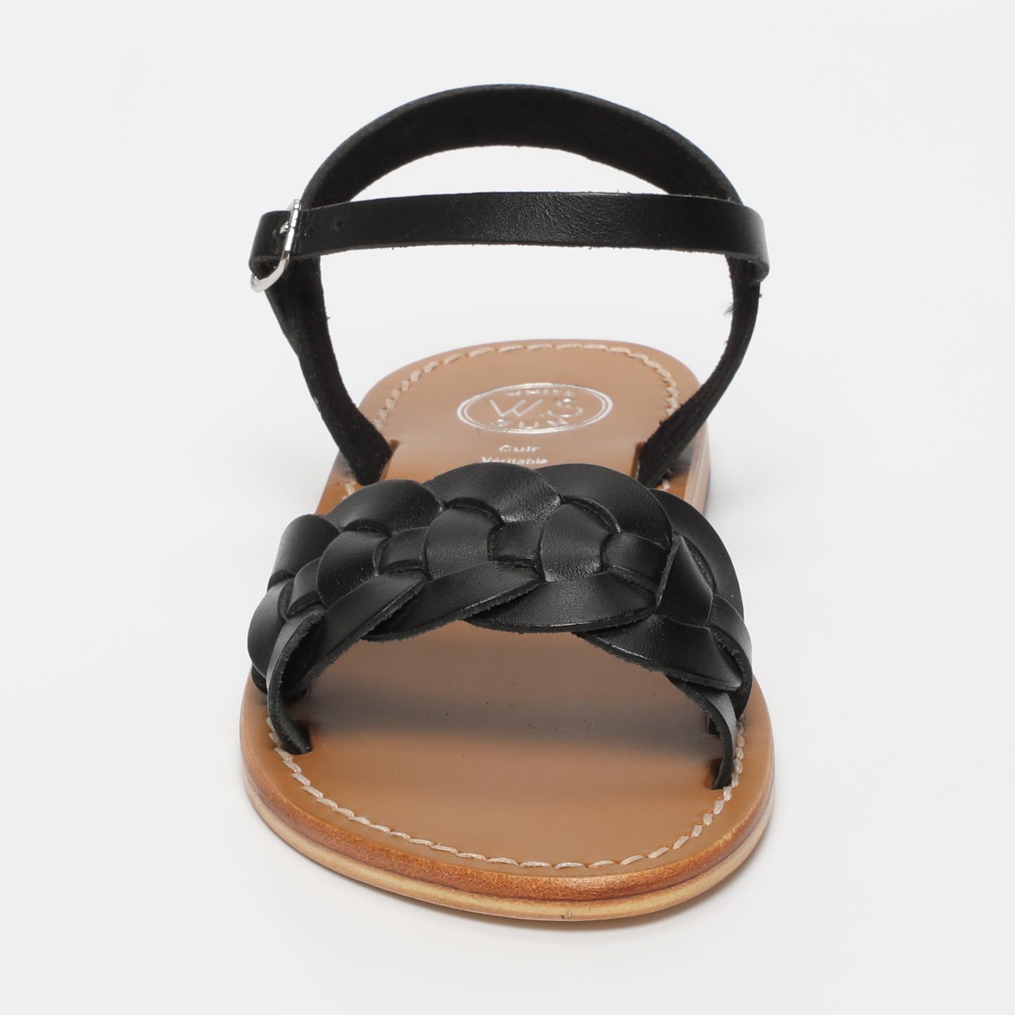 BANDANA sandales en cuir noir