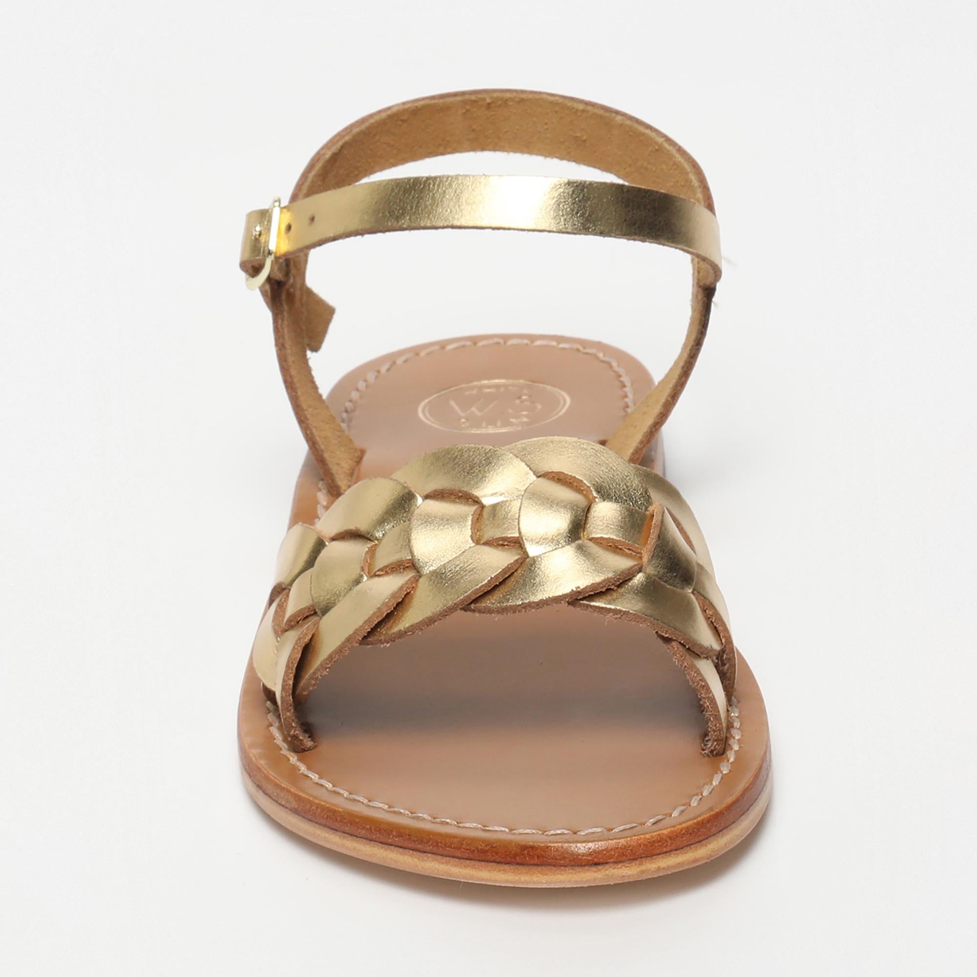 BANDANA sandales en cuir or foncé
